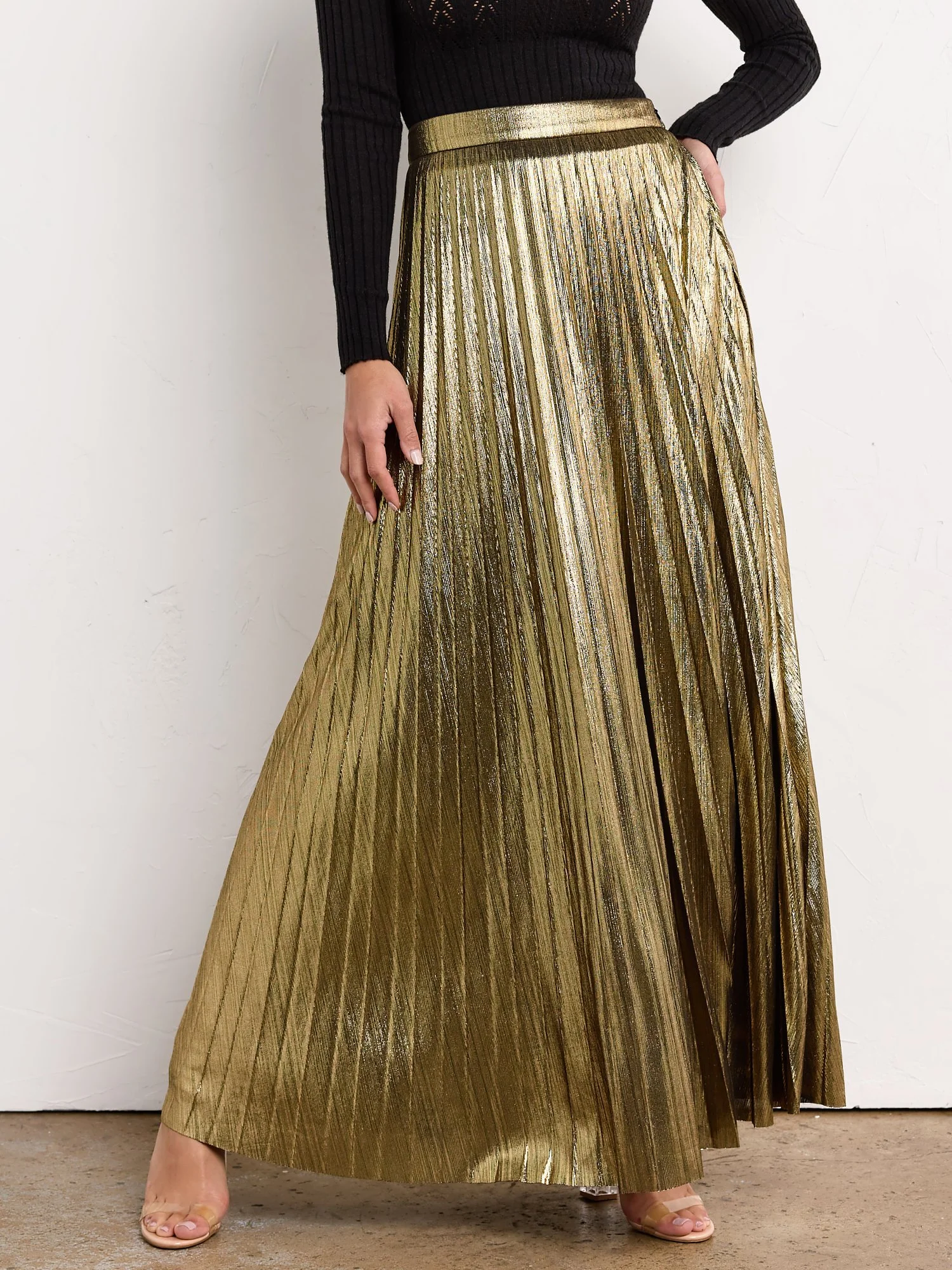 Flying Tomato Pleated Metallic Maxi Skirt - Brands We Love - Image 2