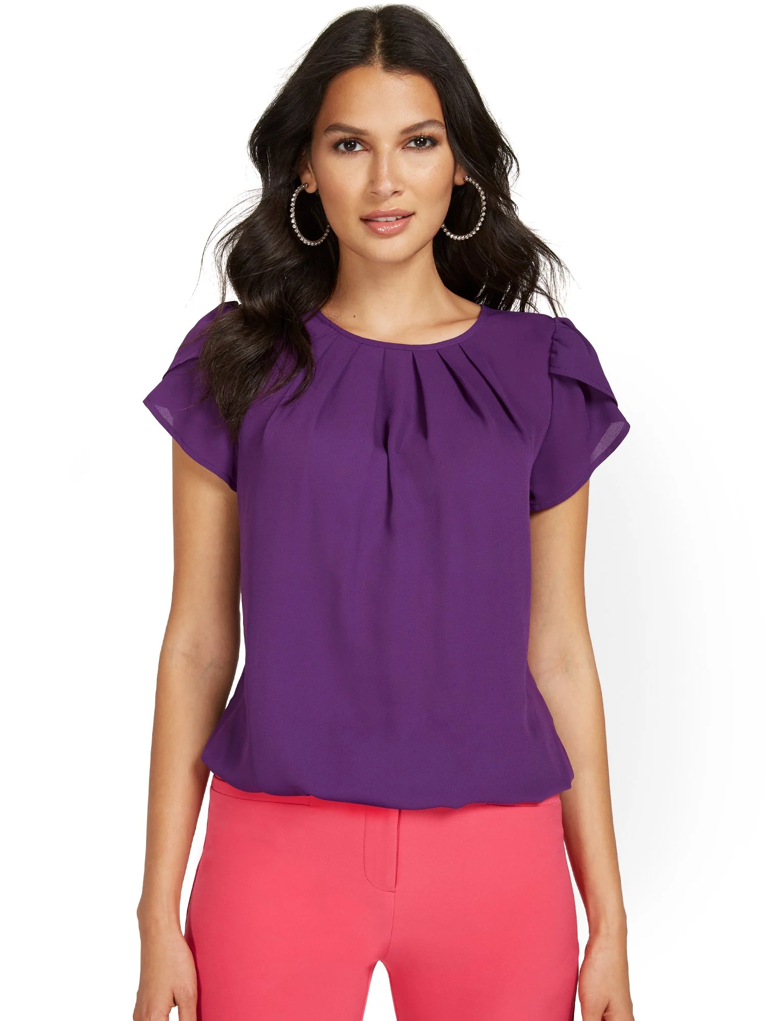 Pleated-Neck Blouse - Image 12