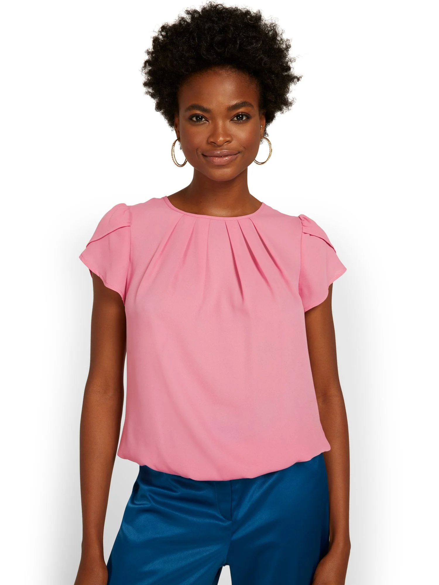 Pleated-Neck Blouse - Image 14