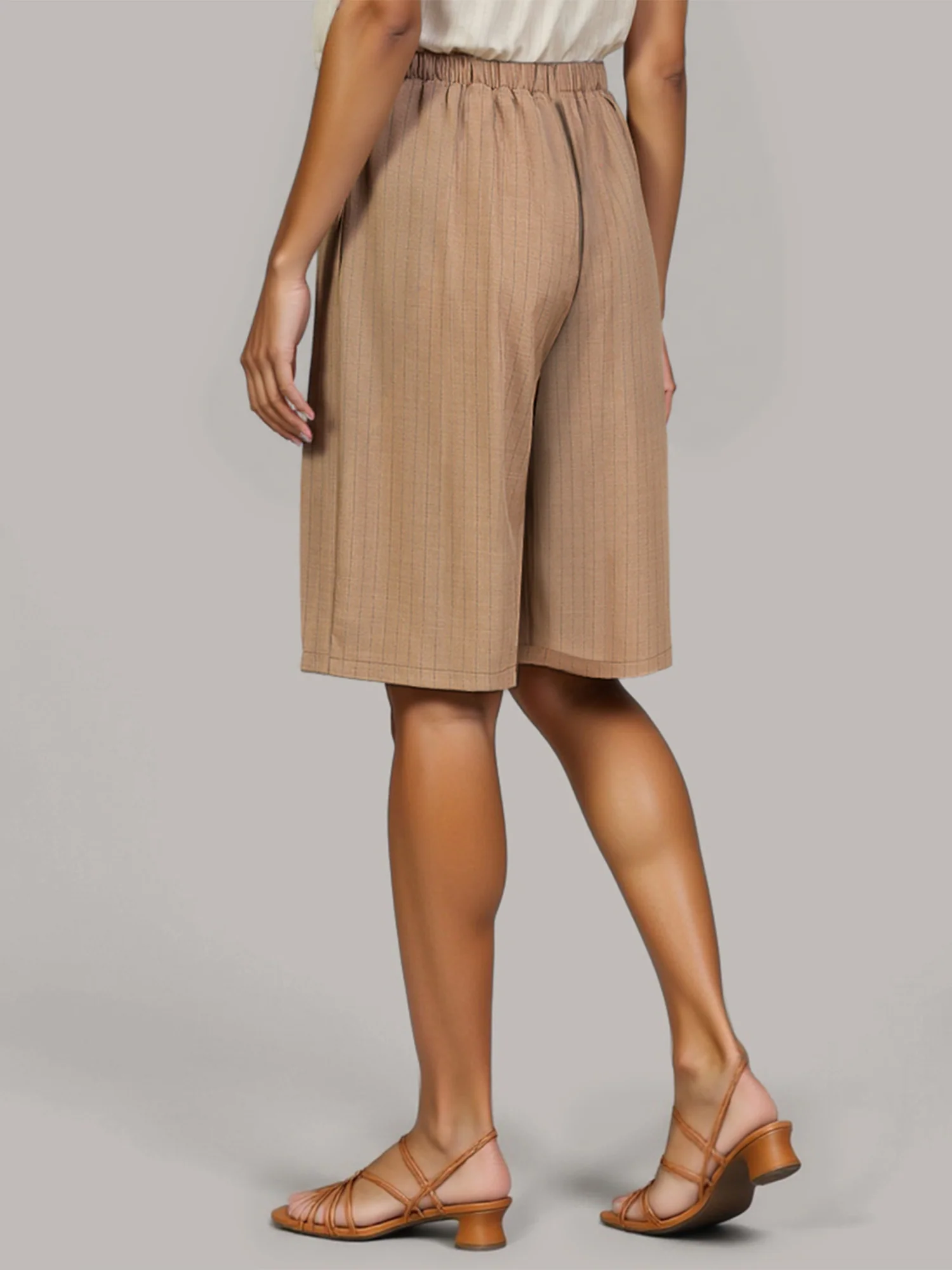 Pleated Pin Stripe Bermuda Shorts - Image 15