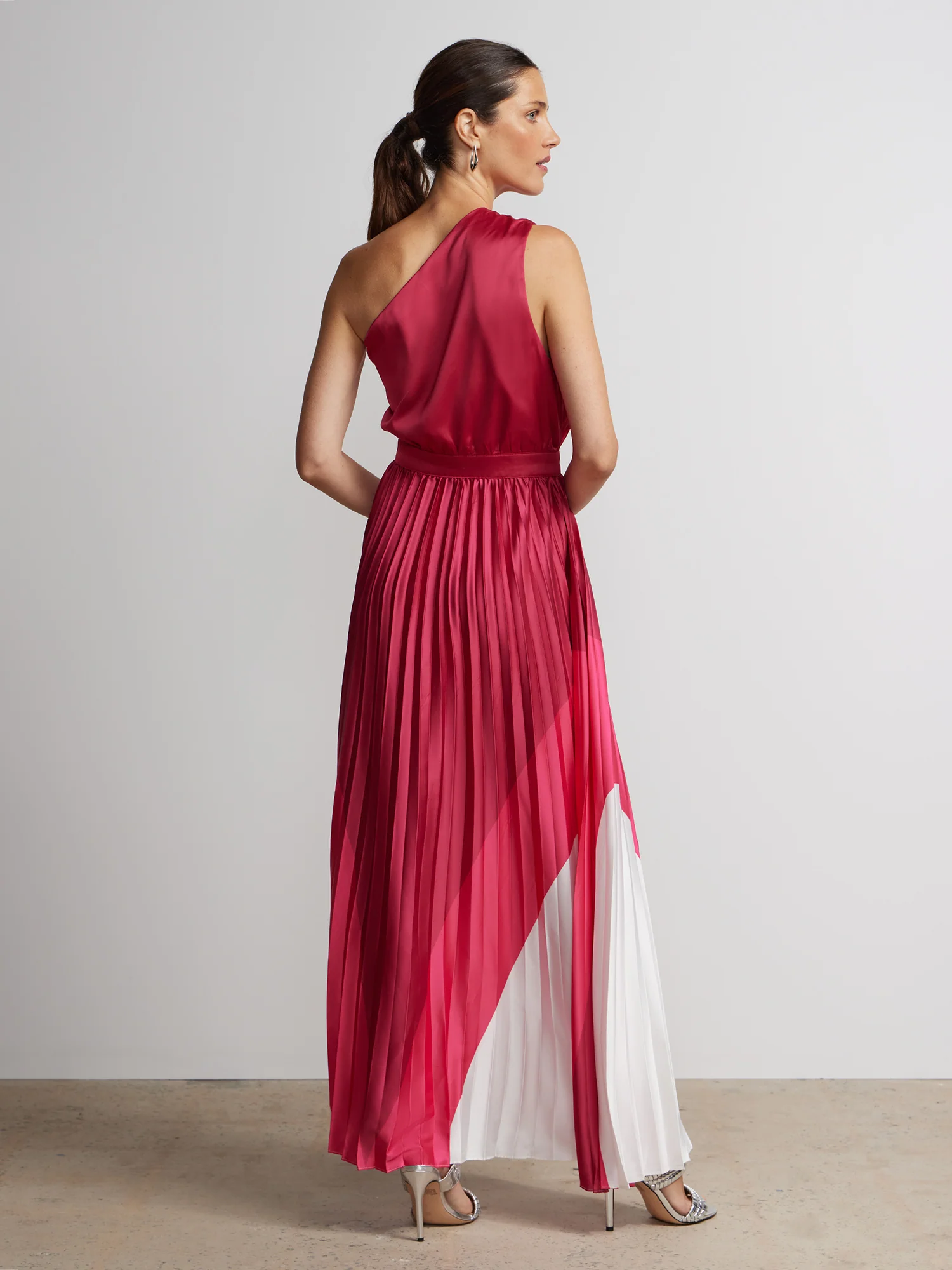 Pleated Sleeveless One Shoulder Dress - Image 3