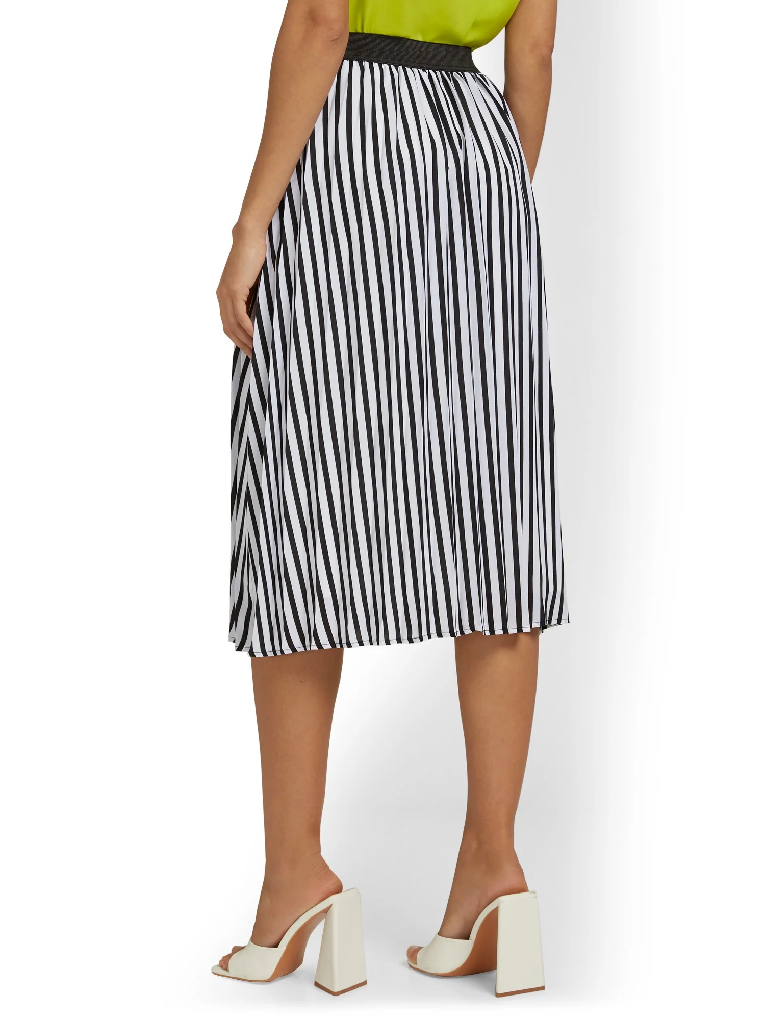 Pleated Stripe Midi Skirt - Image 3