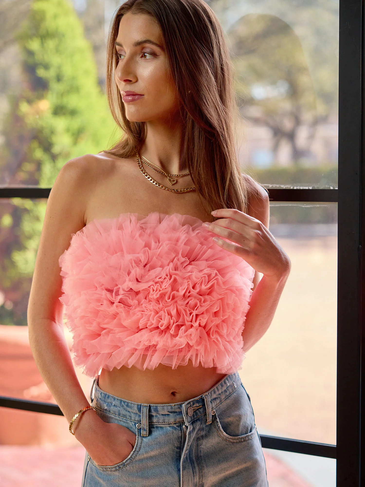 Pleated Tulle Tube Top - Do+Be - Image 6