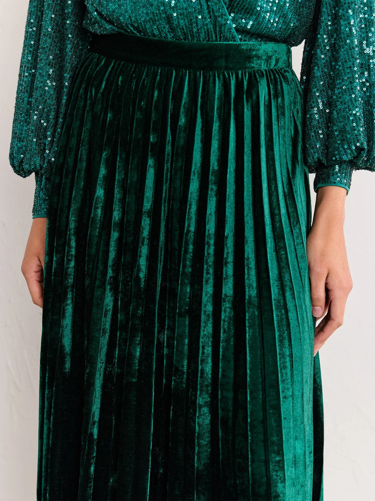 Pleated Velvet Midi Skirt - Flying Tomato - Image 4