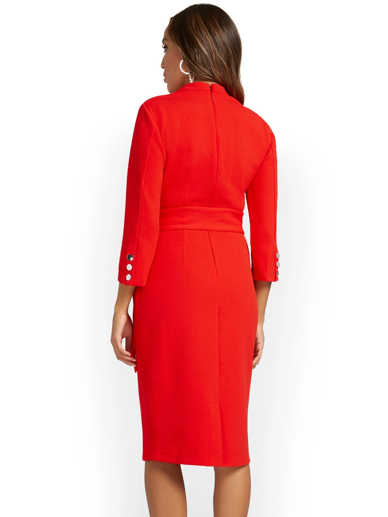 Pleated Wrap-Waist Sheath Dress - Image 3