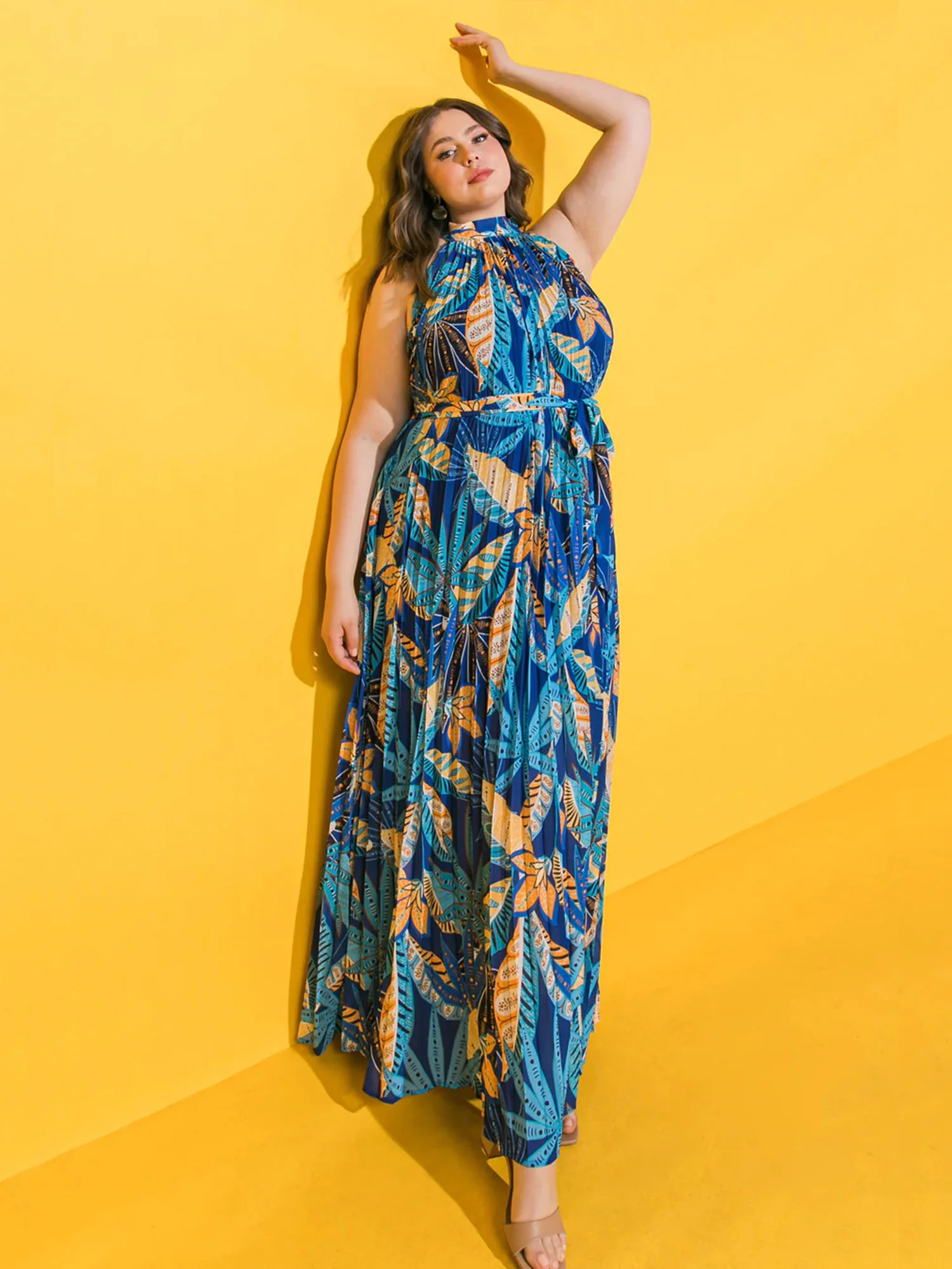 Flying Tomato Plus Halter Neck Pleated Maxi Dress - Brands We Love - Image 3