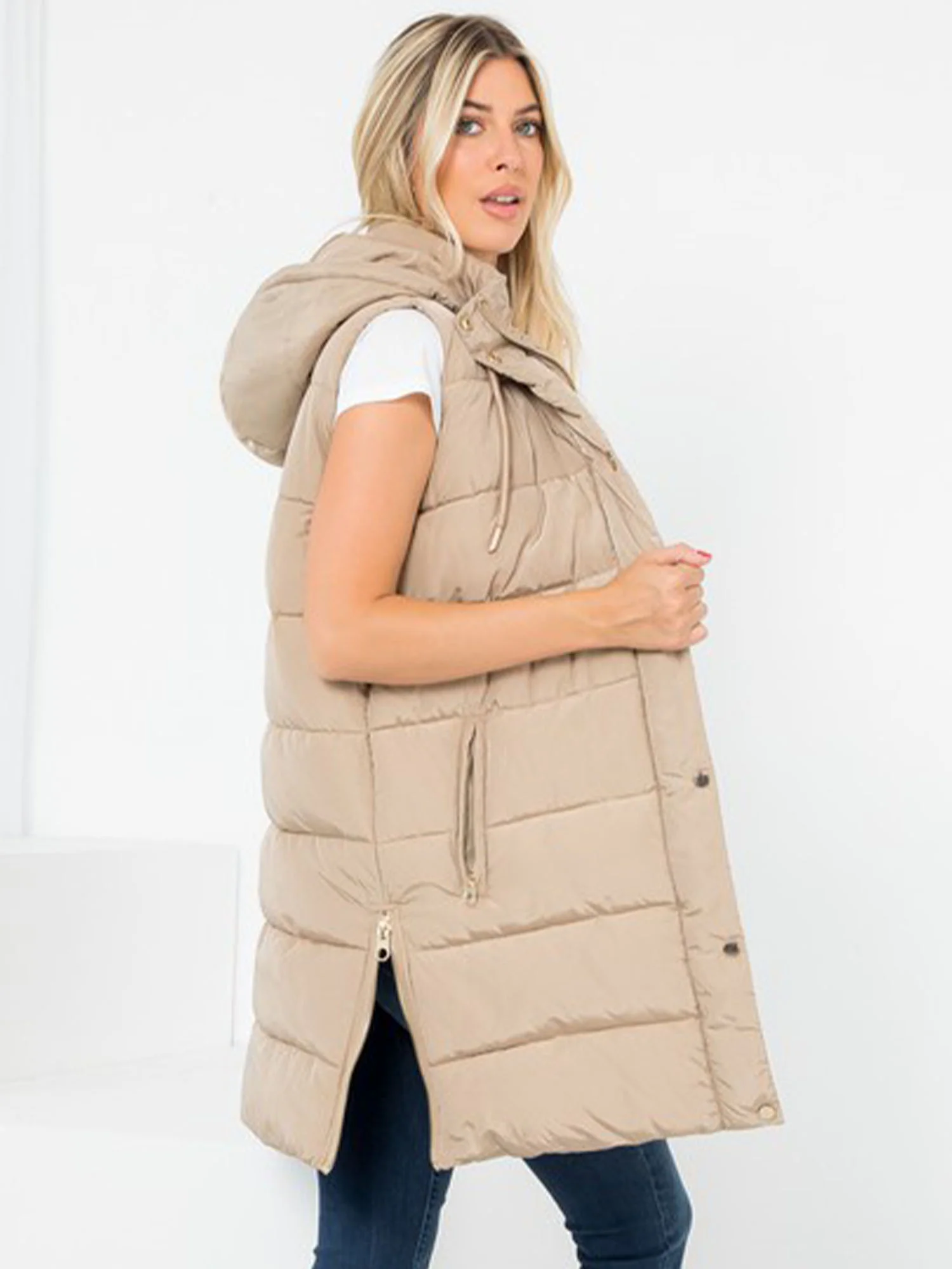 Plus Hooded Long Puffer Vest - Image 5