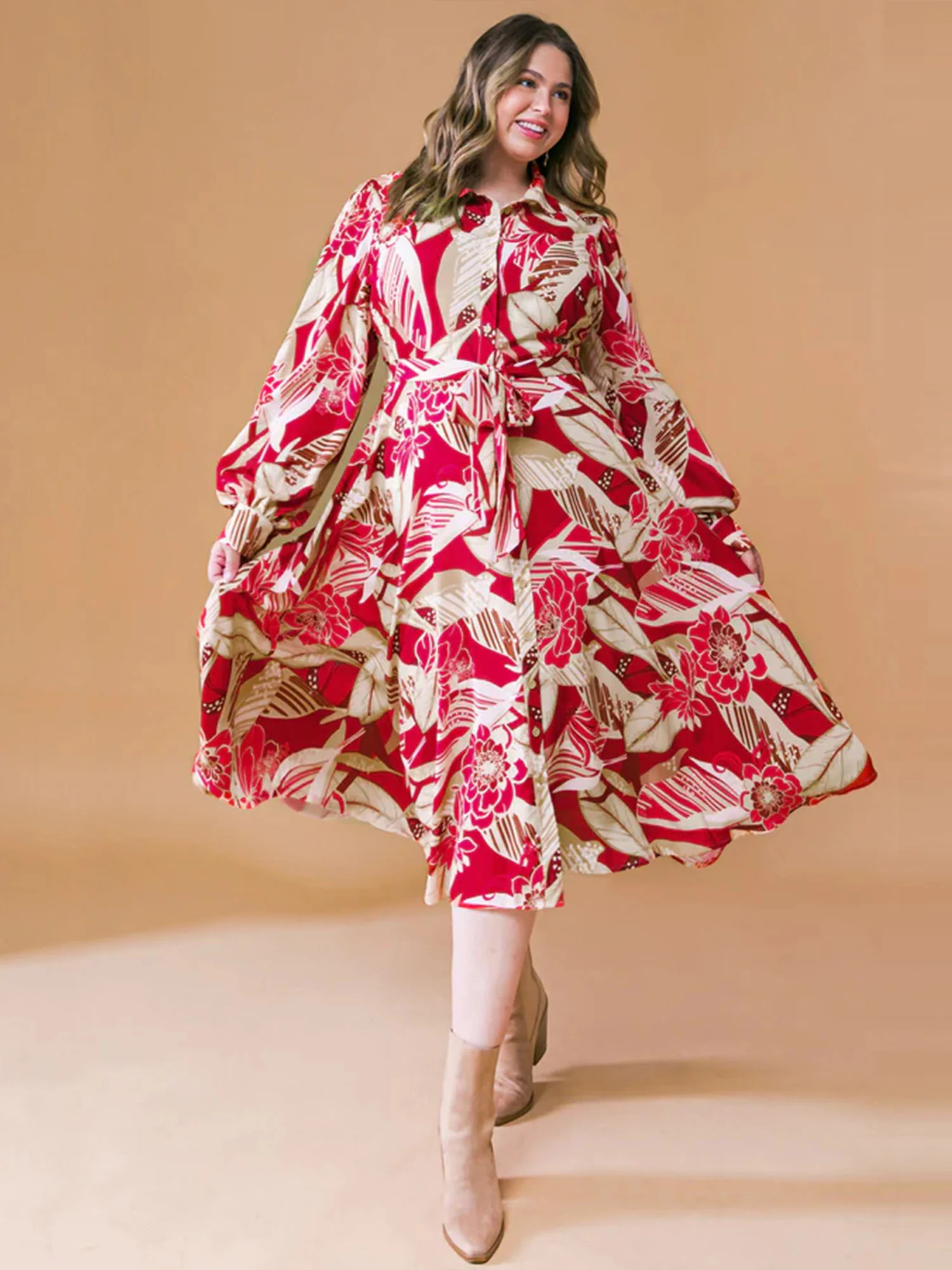 Flying Tomato Plus Button Front Waist Tie Shirt Dress - Brands We Love - Image 3