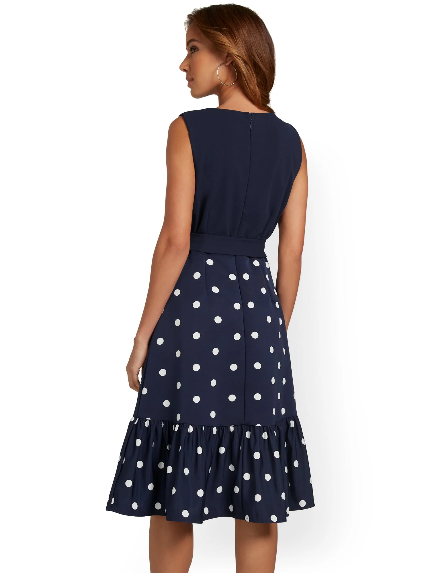 Polka-Dot Belted Midi Dress - Image 3
