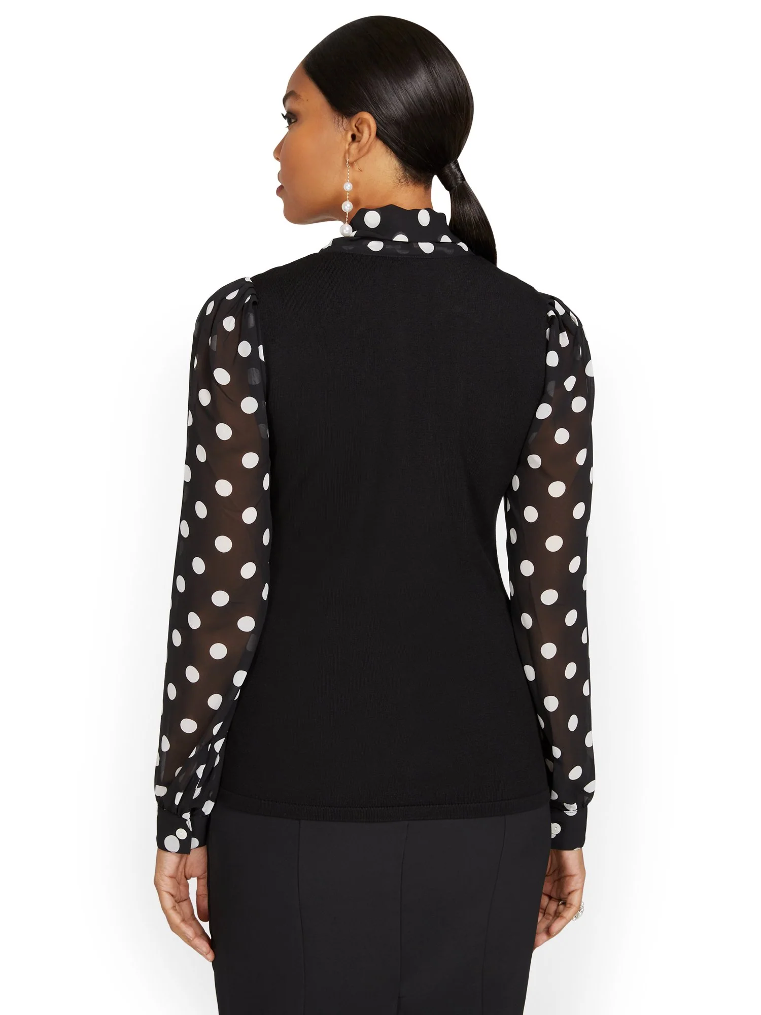 Polka-Dot Bow-Neck Sweater - Image 3