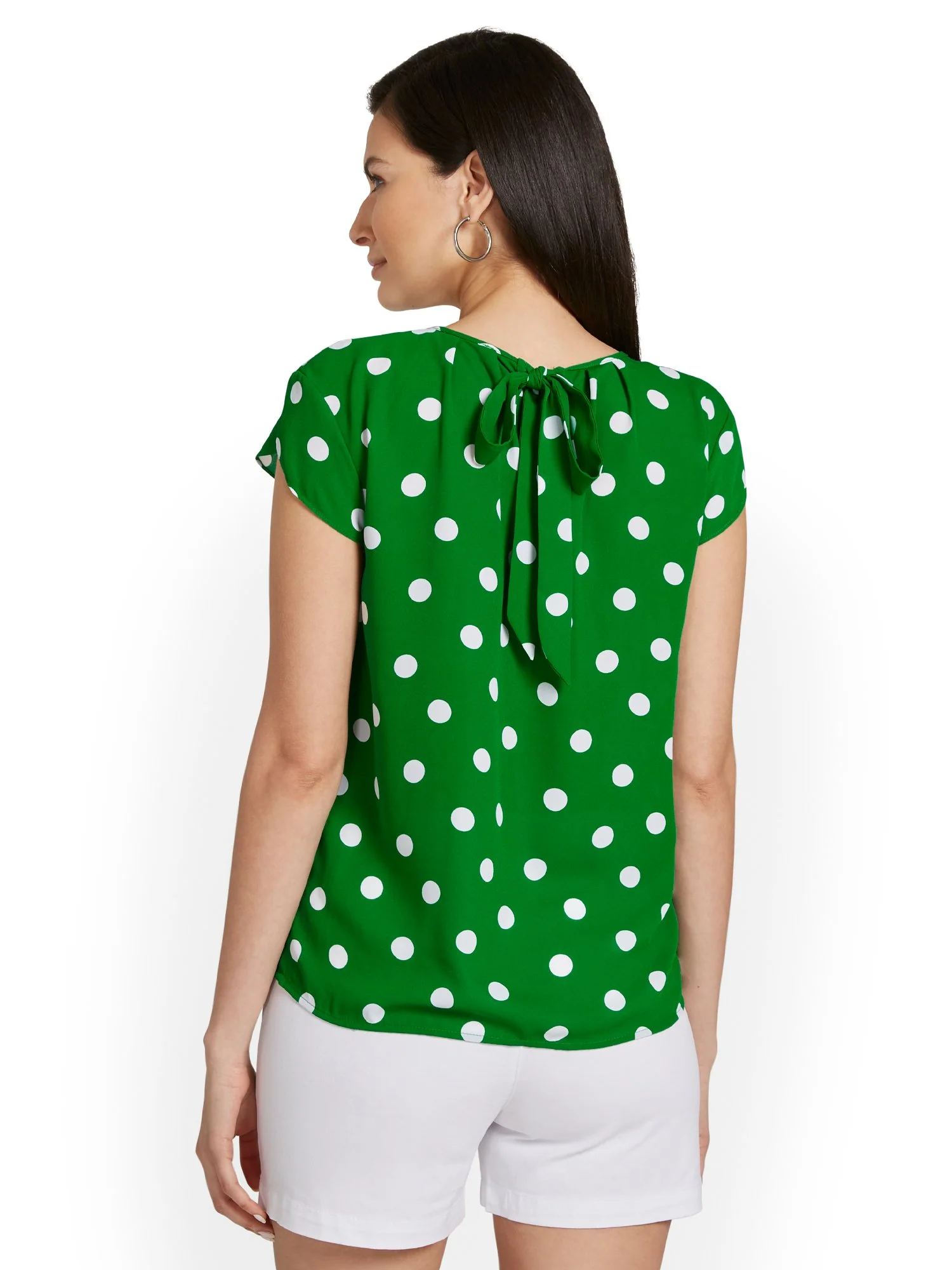 Polka-Dot Keyhole Cut-Out Top - Image 3