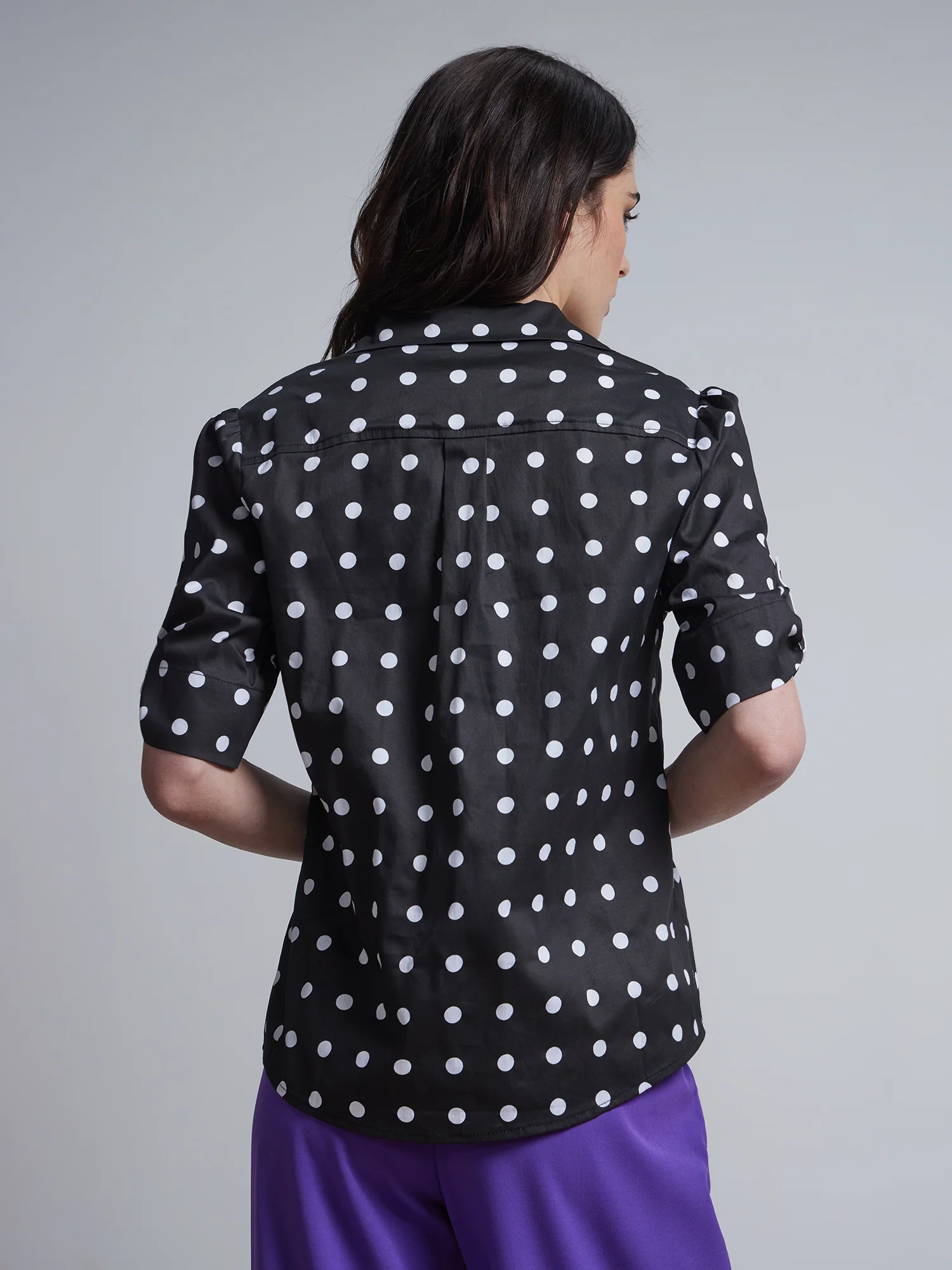 Polka-Dot Short-Sleeve Button-Front - NY&C Madison Shirt® - Image 3