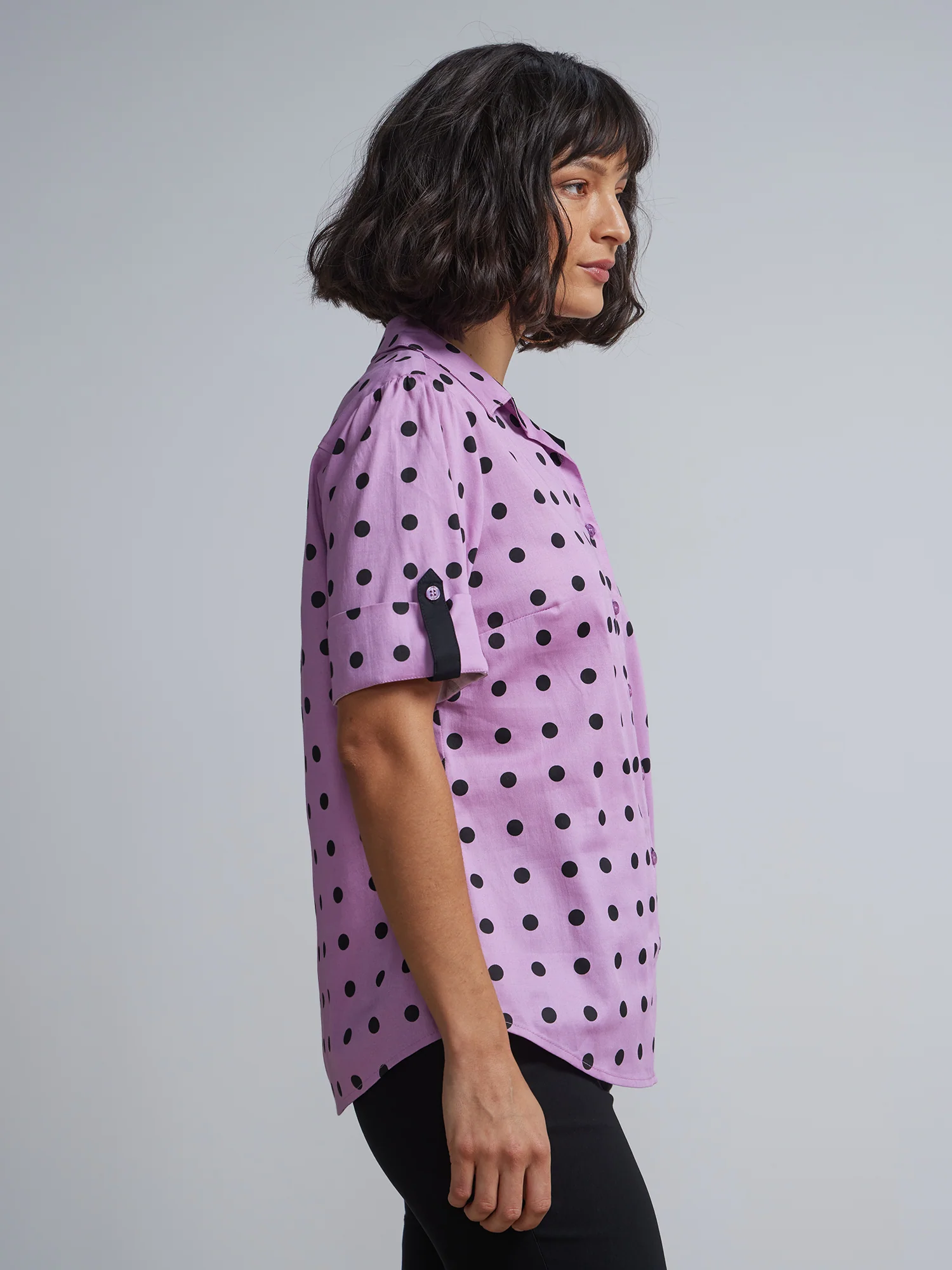 Polka-Dot Short-Sleeve Button-Front - NY&C Madison Shirt® - Image 6