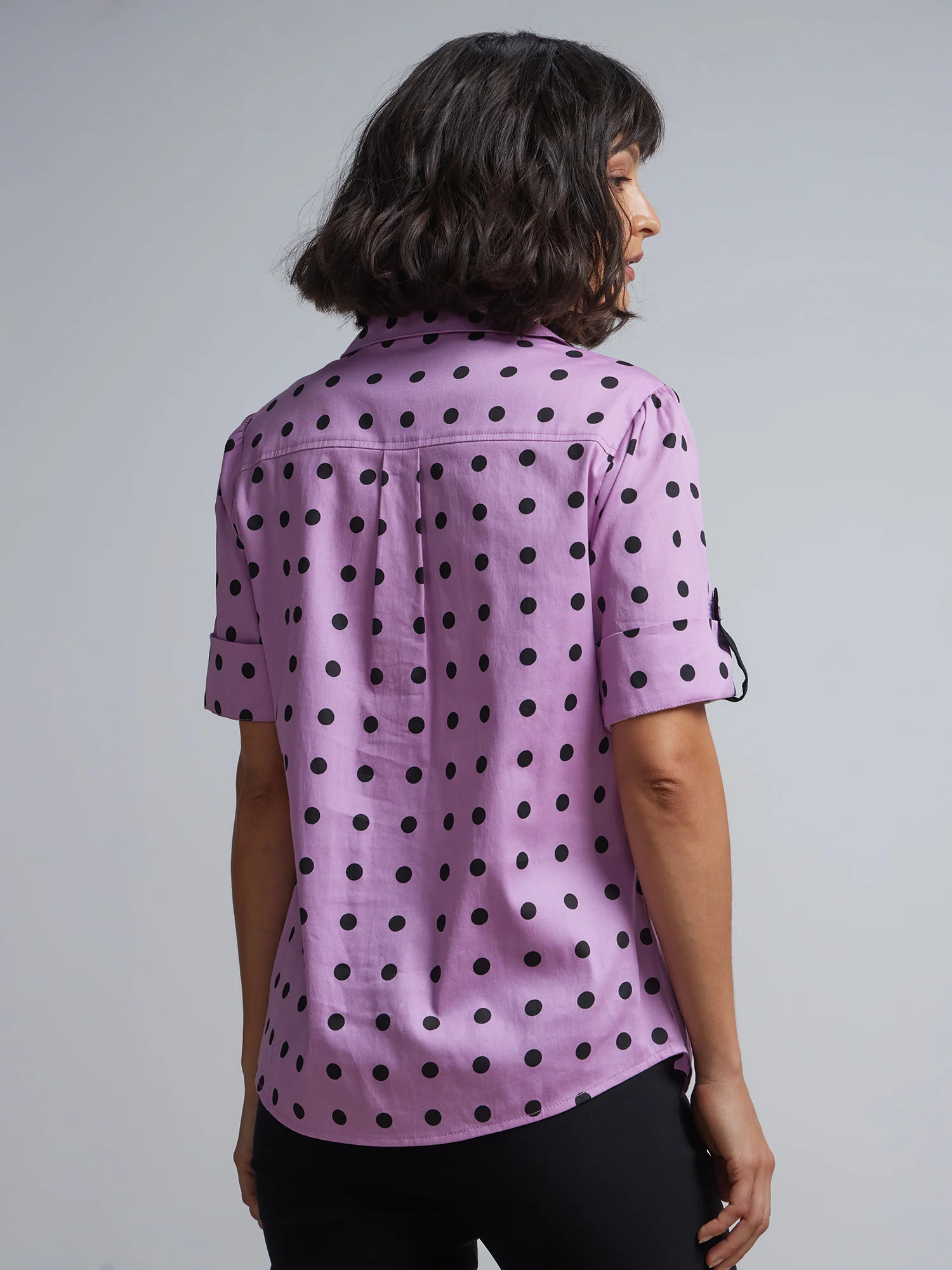 Polka-Dot Short-Sleeve Button-Front - NY&C Madison Shirt® - Image 7