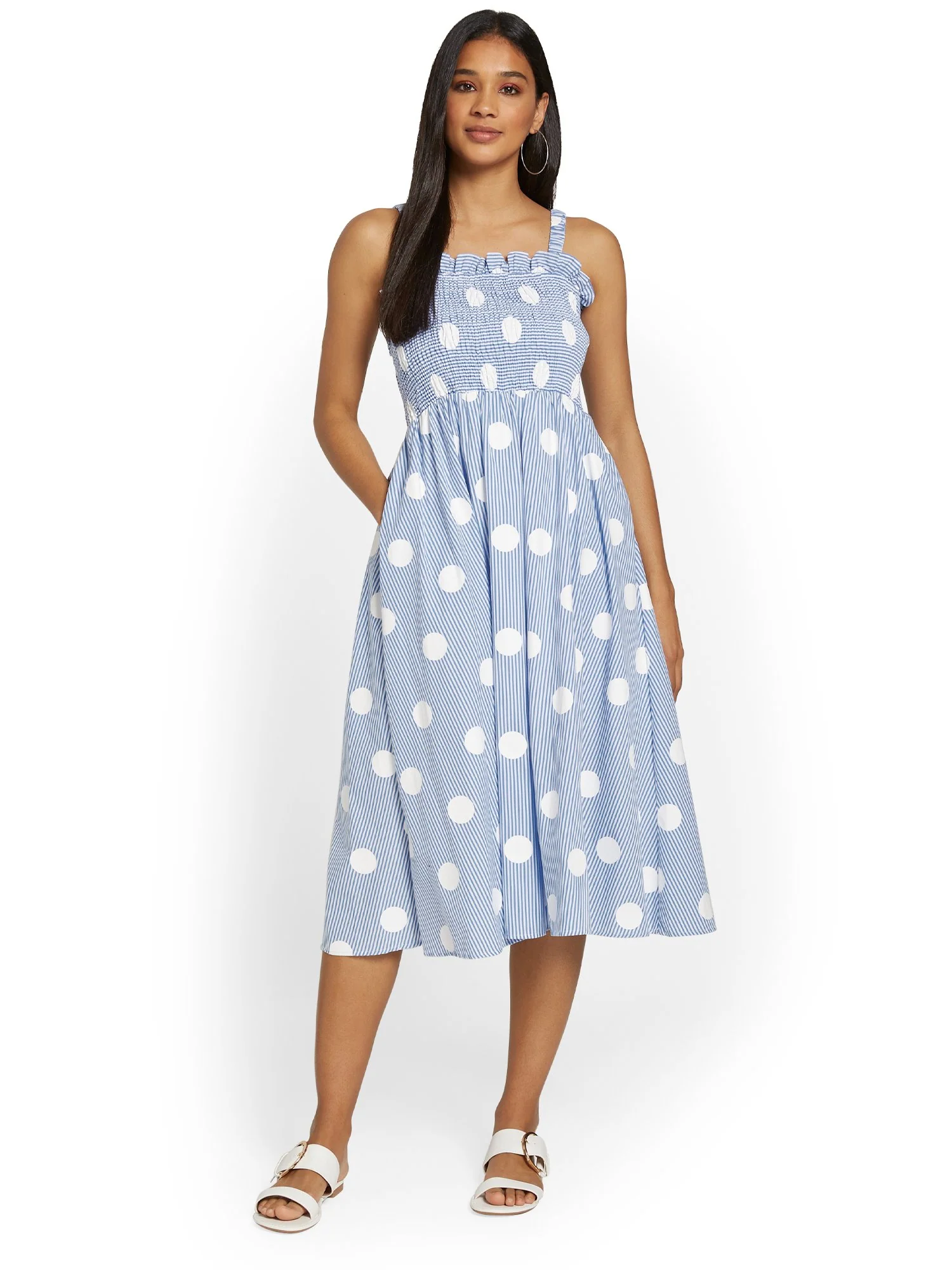 English Factory Polka-Dot Smocked Midi Dress - Brands We Love