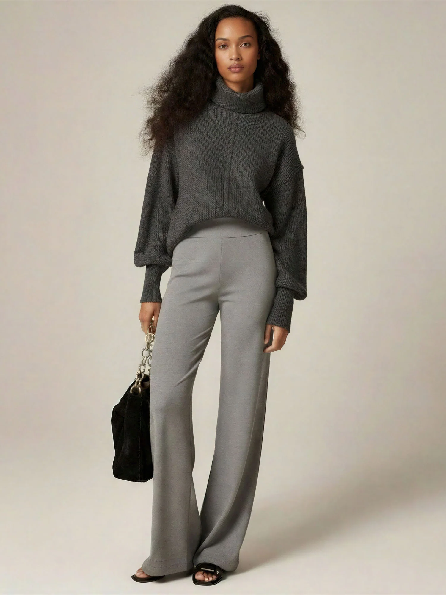 Ponte Wide Leg Mid Rise Pant - Image 2