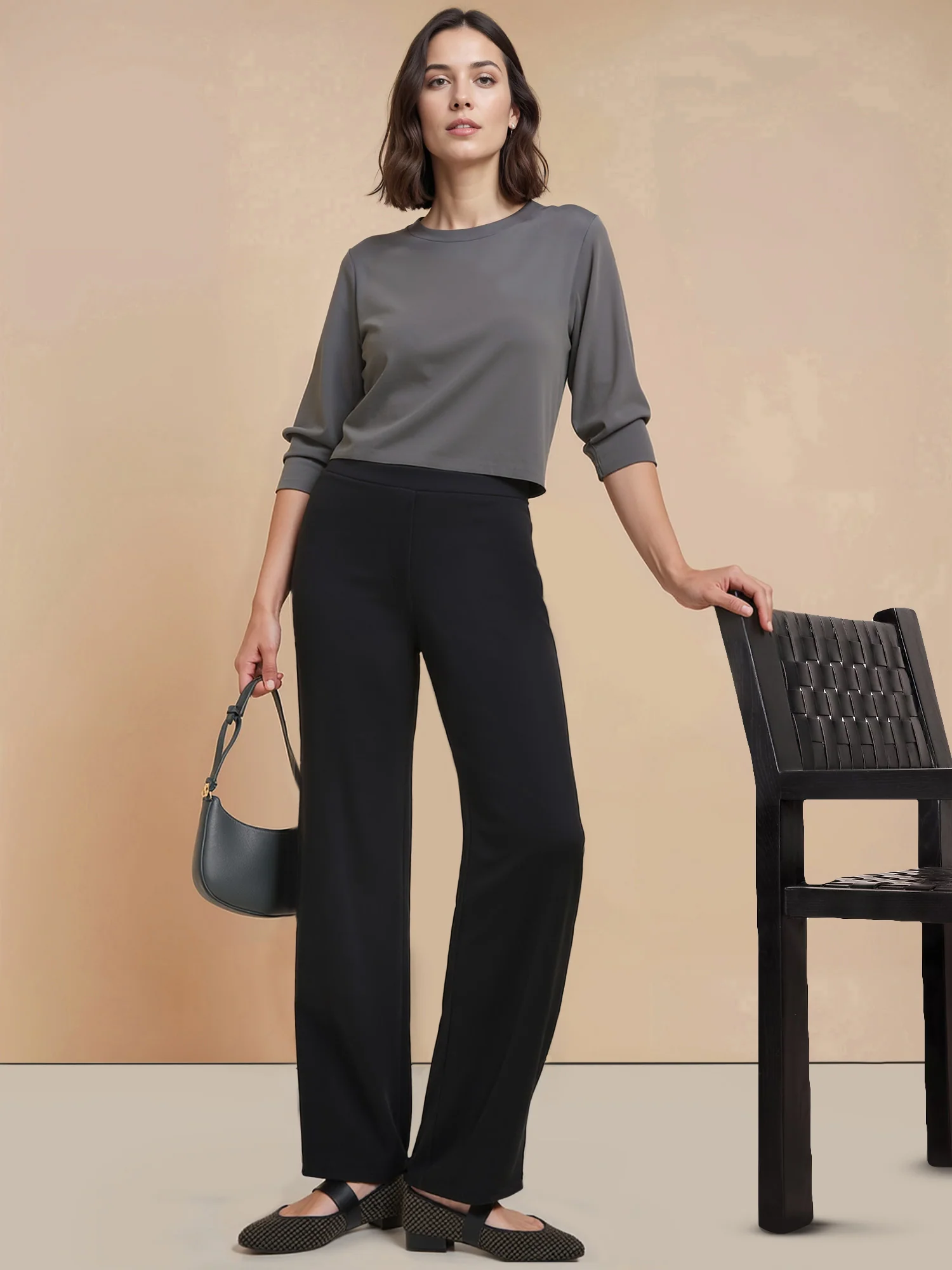 Ponte Wide Leg Mid Rise Pant - Image 7