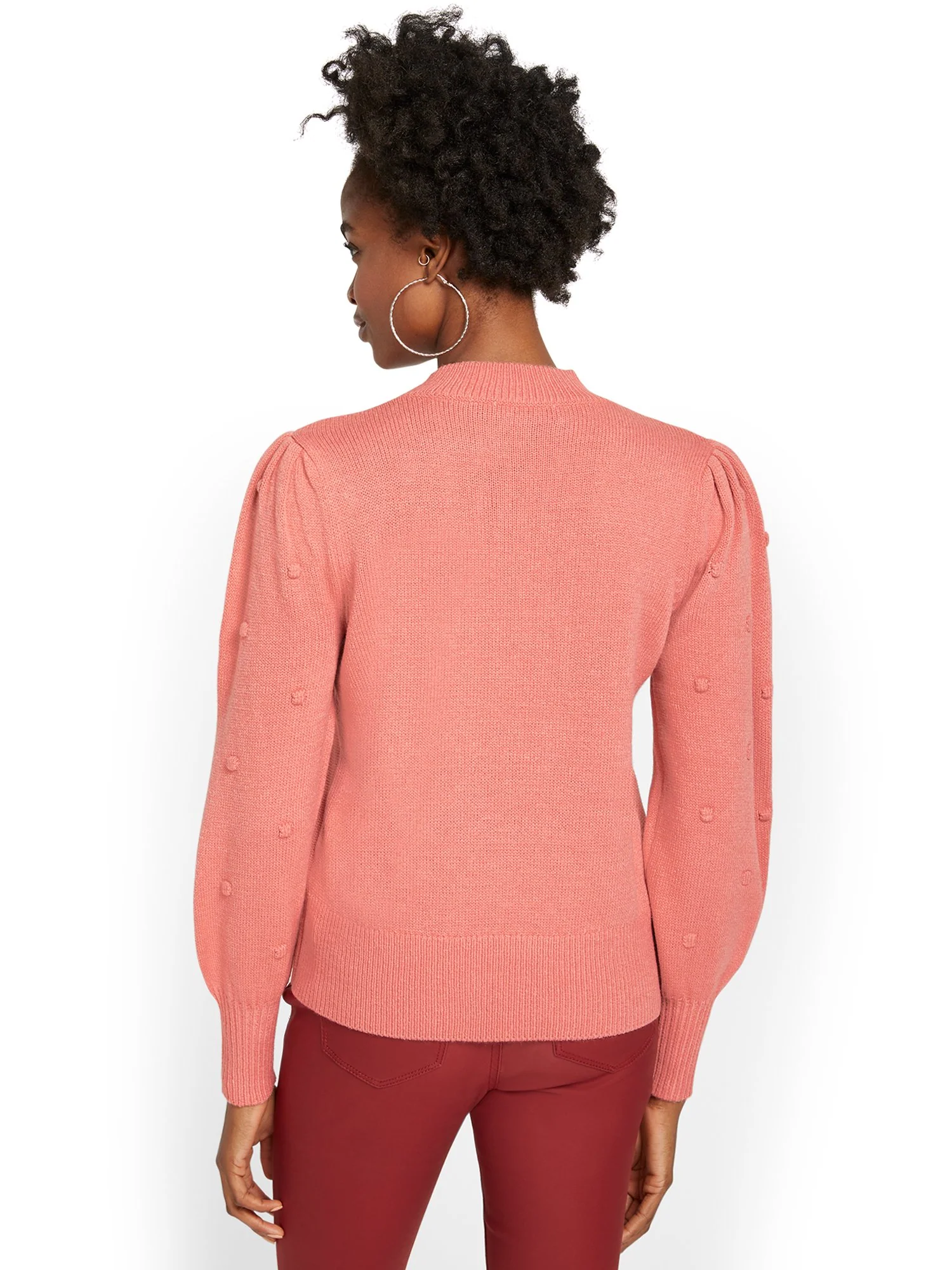 Popcorn-Knit Mock-Neck Pullover Sweater - Image 6