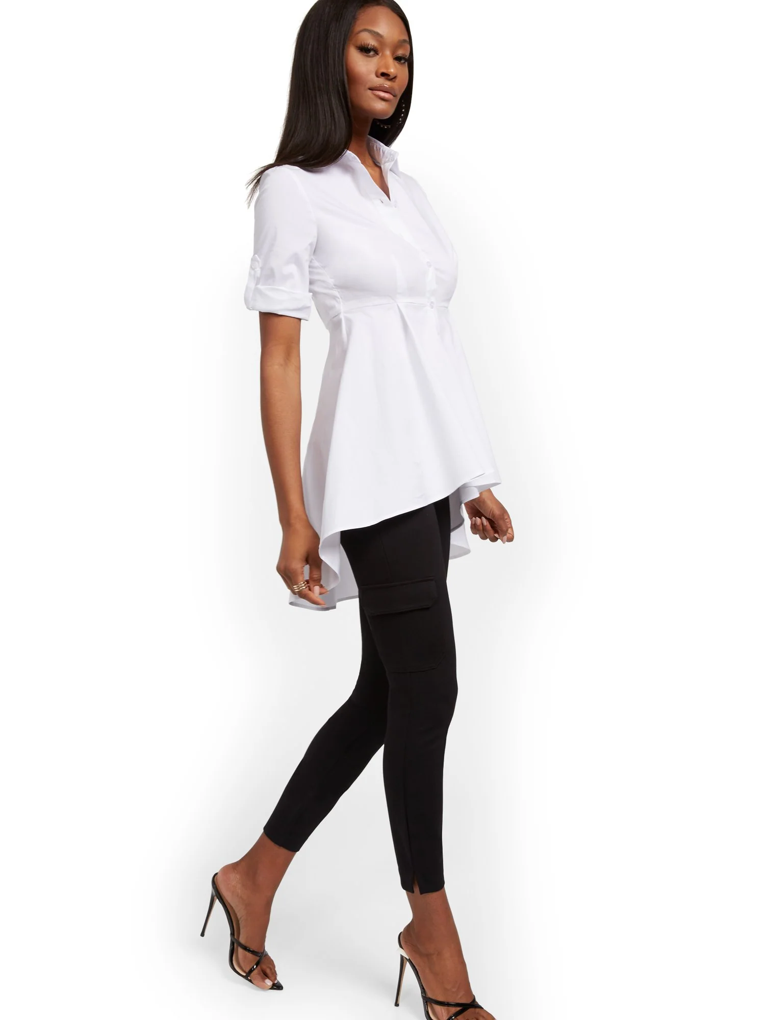 Poplin Peplum-Hem Tunic Shirt - Image 4
