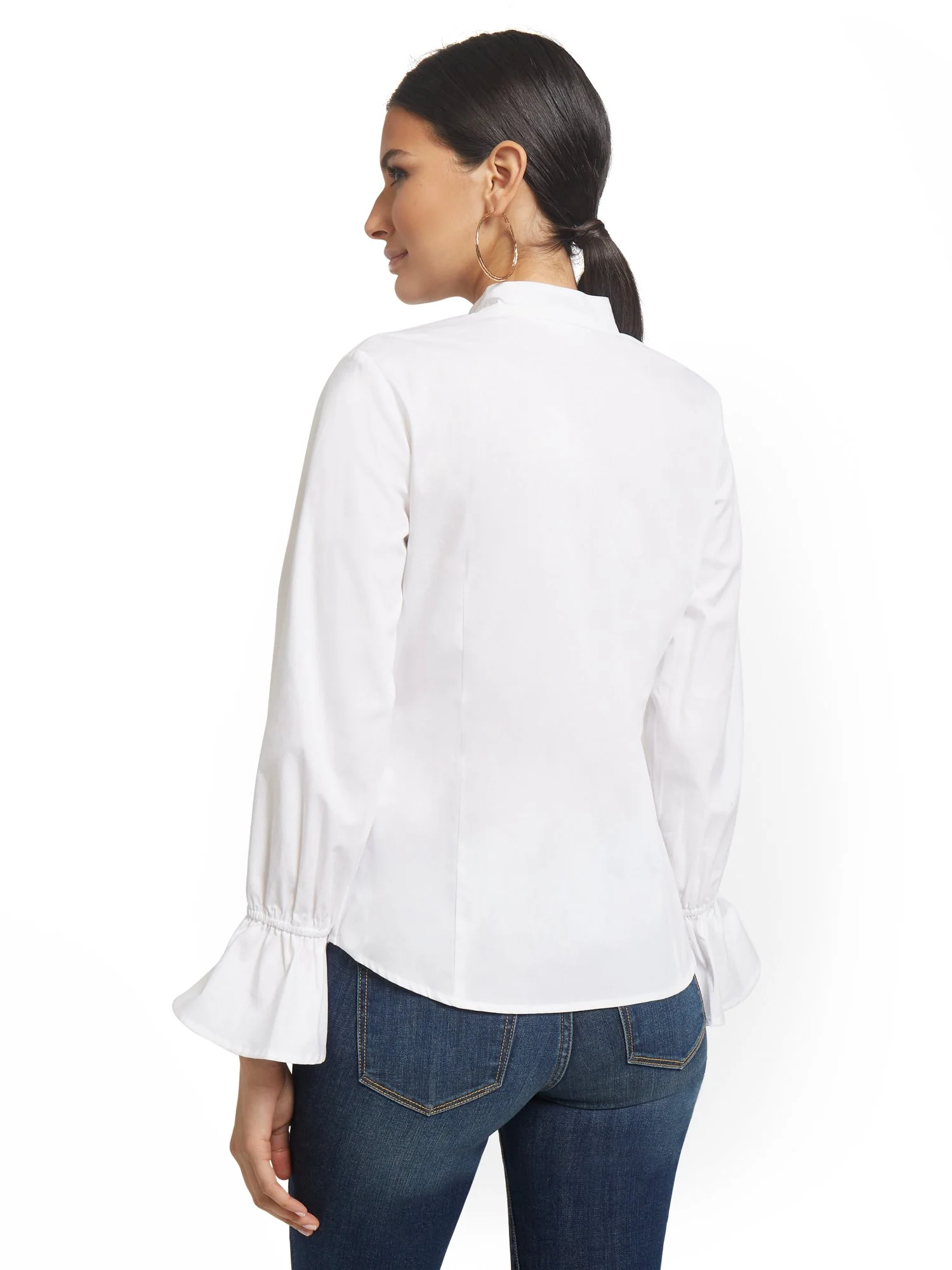 Poplin Ruffled Button-Front Shirt - Image 3