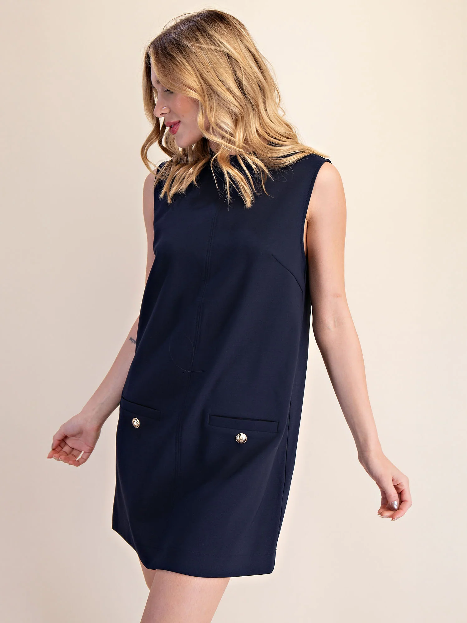 Poppy Sleeveless Two Pocket A Line Sheath Mini Dress - Image 12
