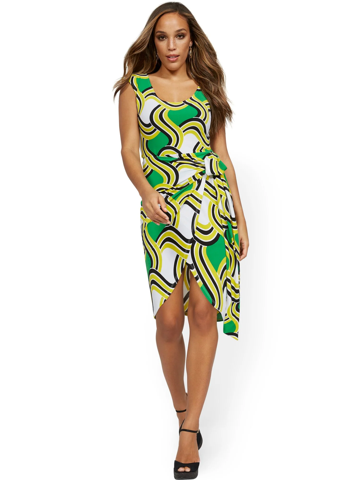 Printed Cap-Sleeve Wrap Dress - Image 2