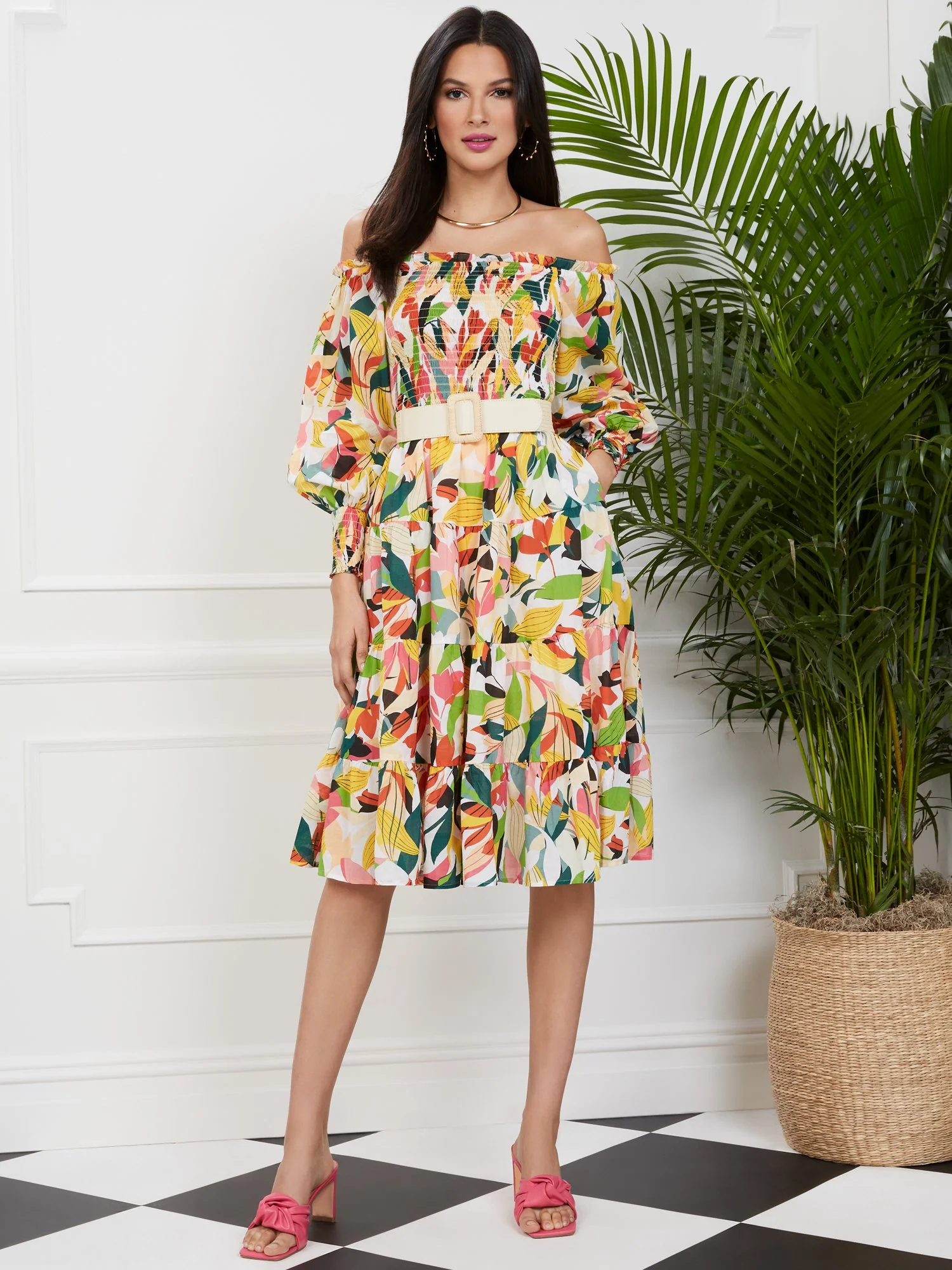 Printed Midi Smock Dress - Image 2