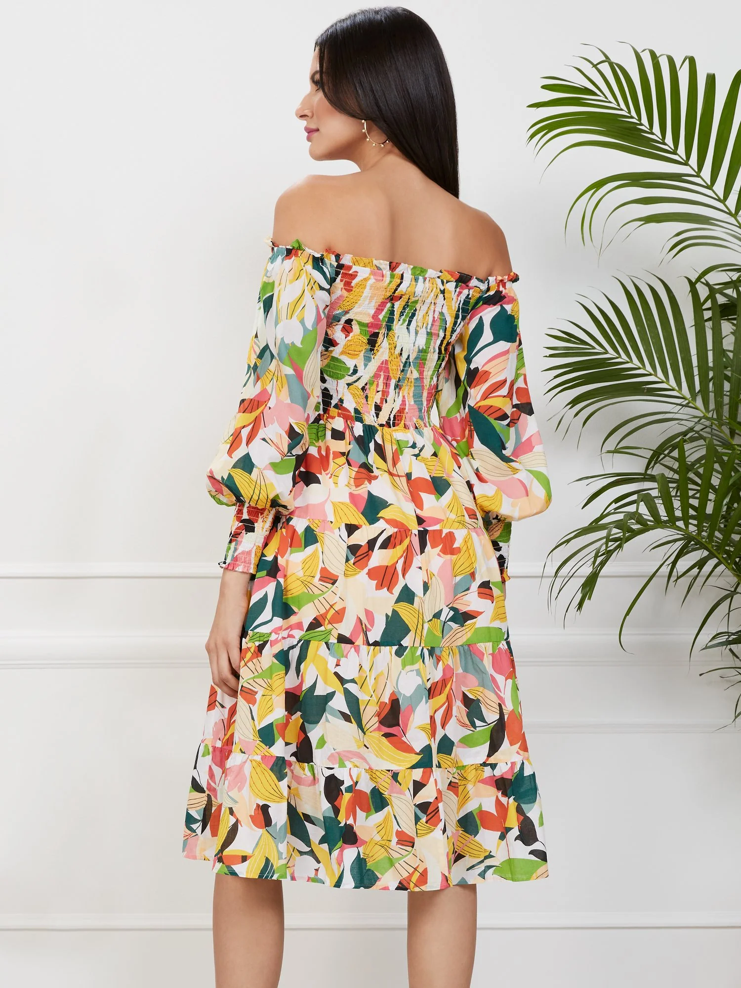 Printed Midi Smock Dress - Image 3
