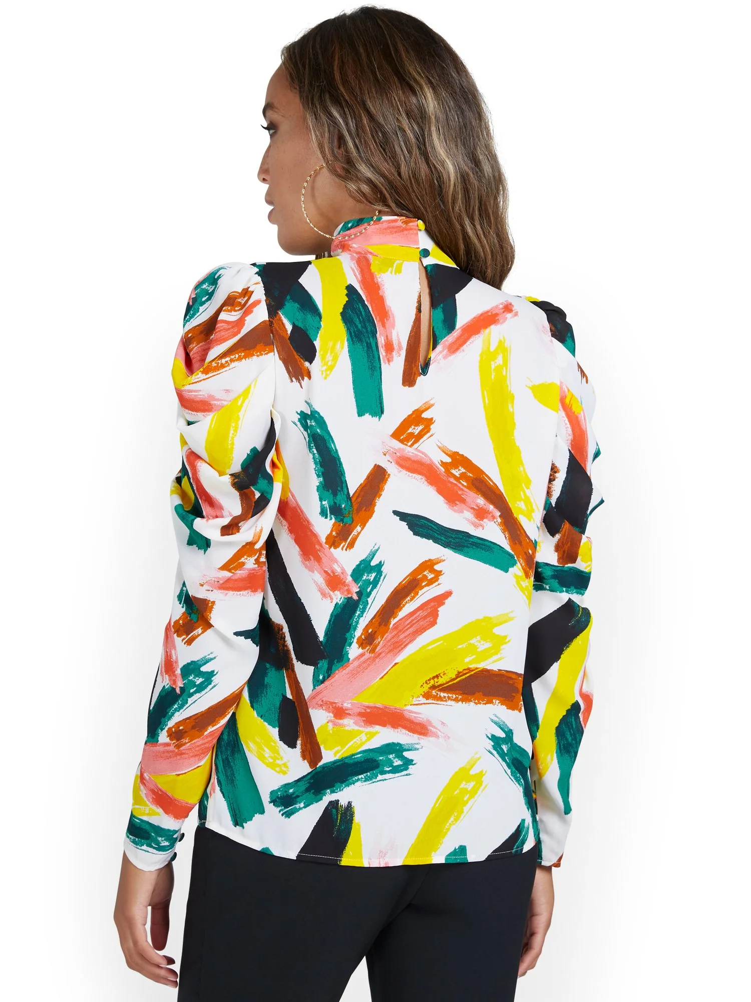 Printed Puff-Sleeve Blouse - Image 3
