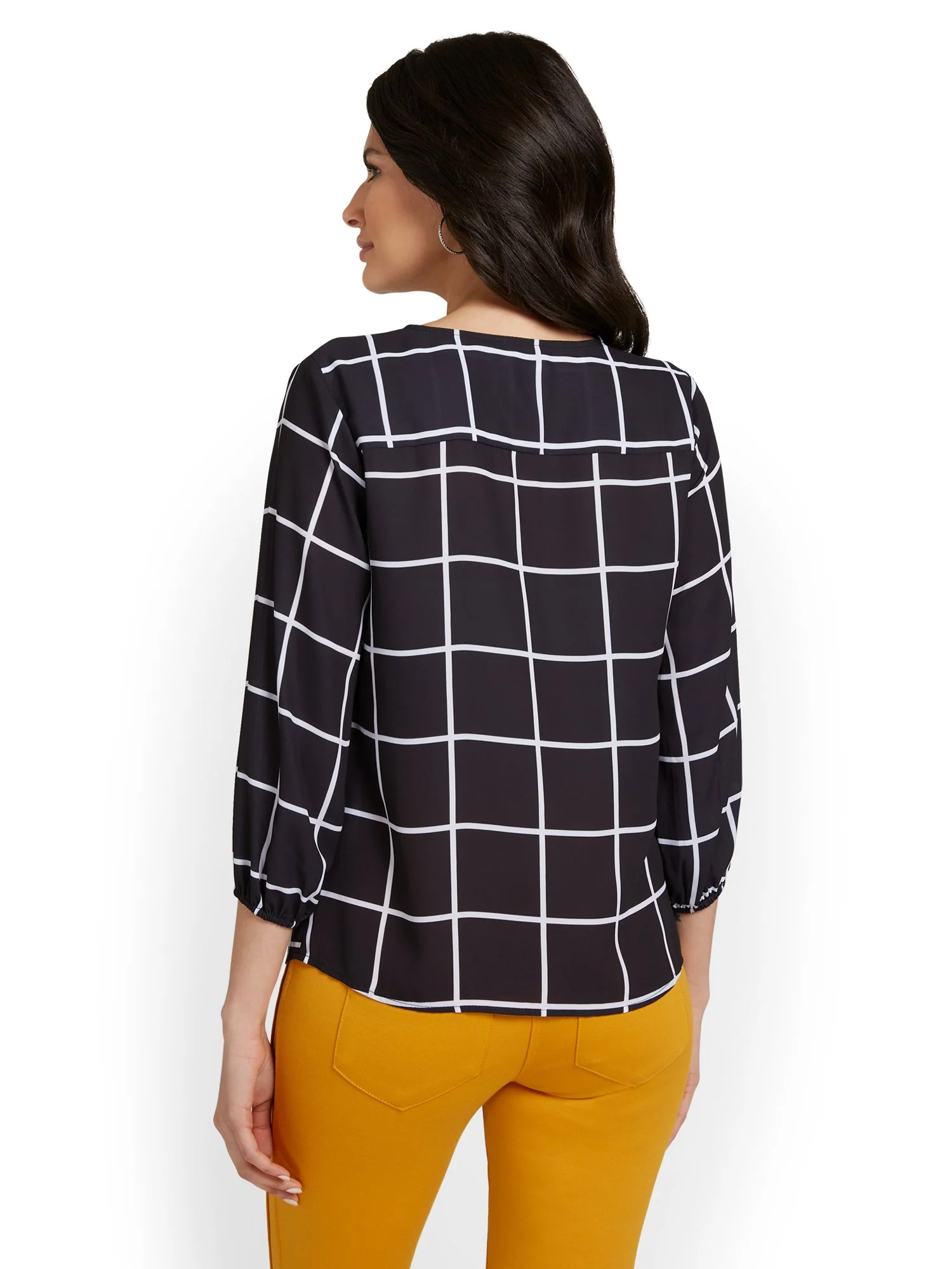 Printed Zip-Front Blouse - Image 3