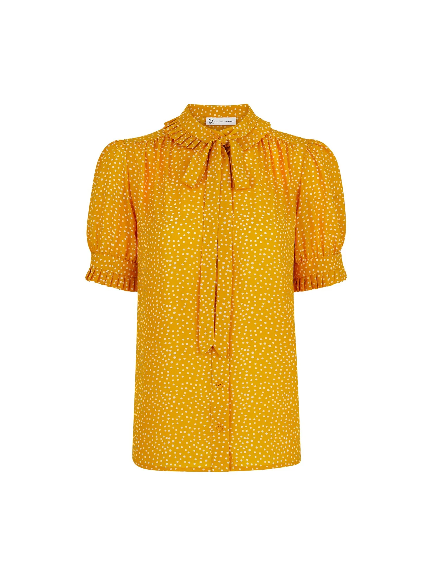 Puff Sleeve Button-Front Bow-Neck Blouse - The NY&C Legacy Collection - Image 2