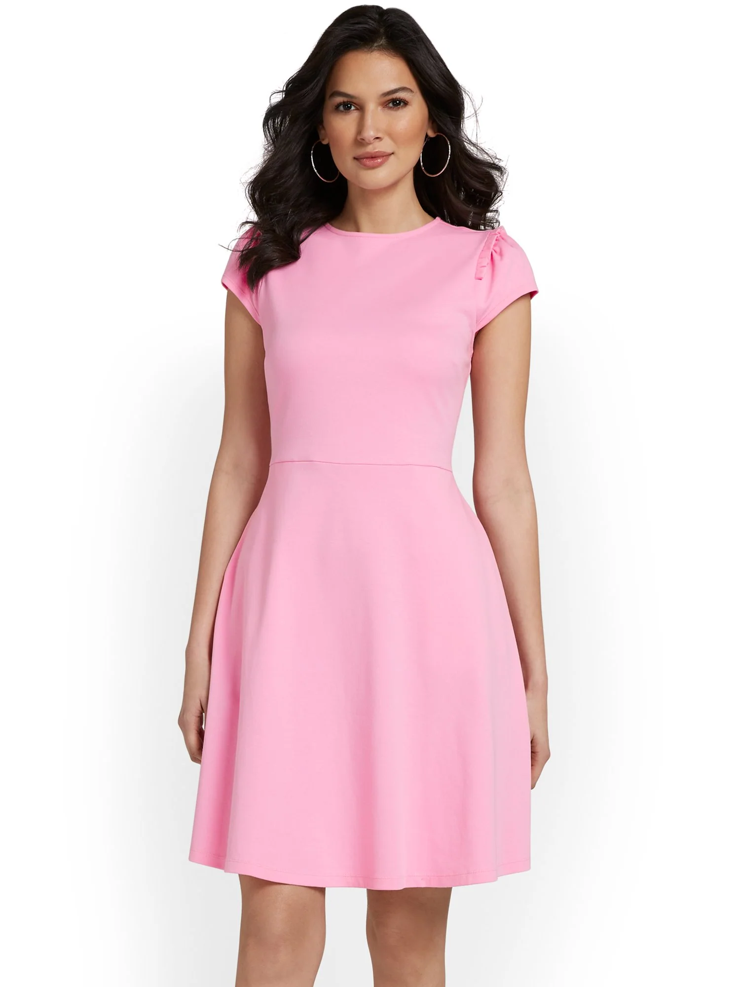 Puff-Sleeve Flare Dress - City Knits - Image 17
