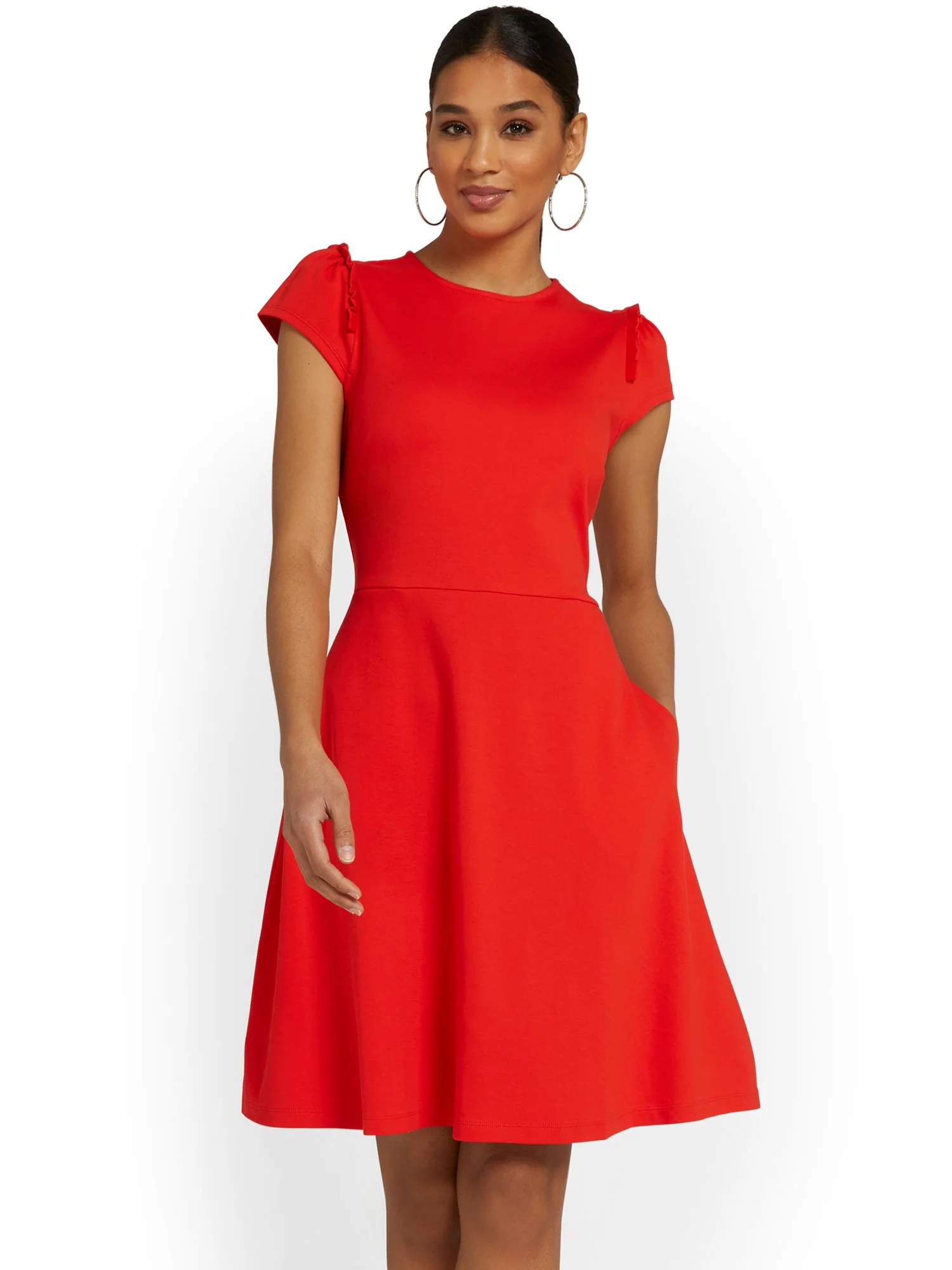 Puff-Sleeve Flare Dress - City Knits - Image 25