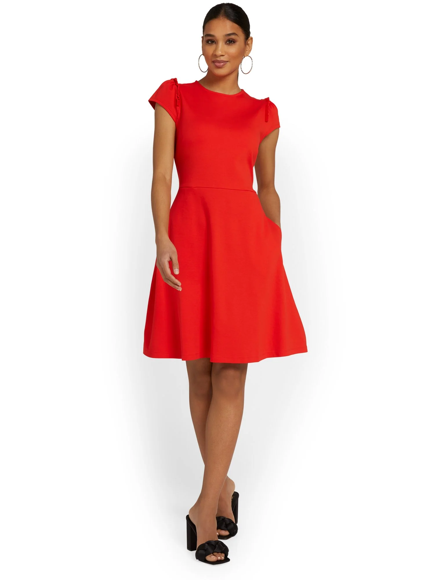 Puff-Sleeve Flare Dress - City Knits - Image 27