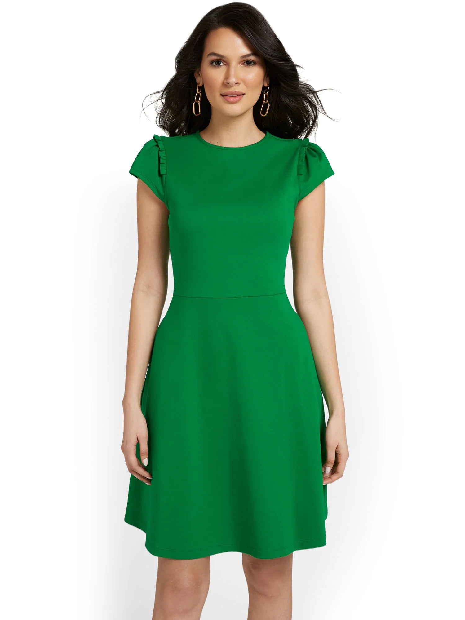 Puff-Sleeve Flare Dress - City Knits - Image 9