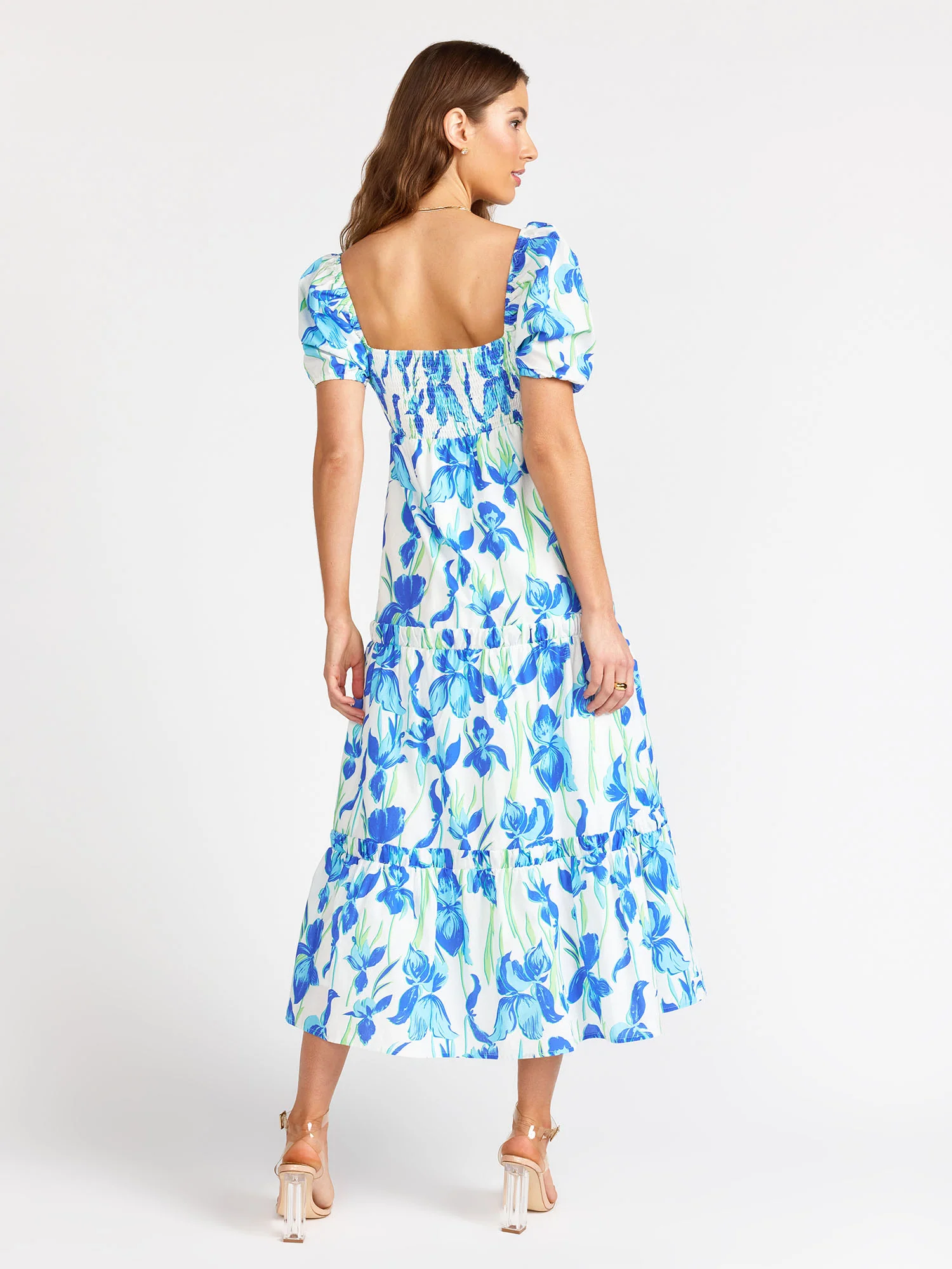 Puff Sleeve Floral Smocked Midi Dress - Lena - Image 4