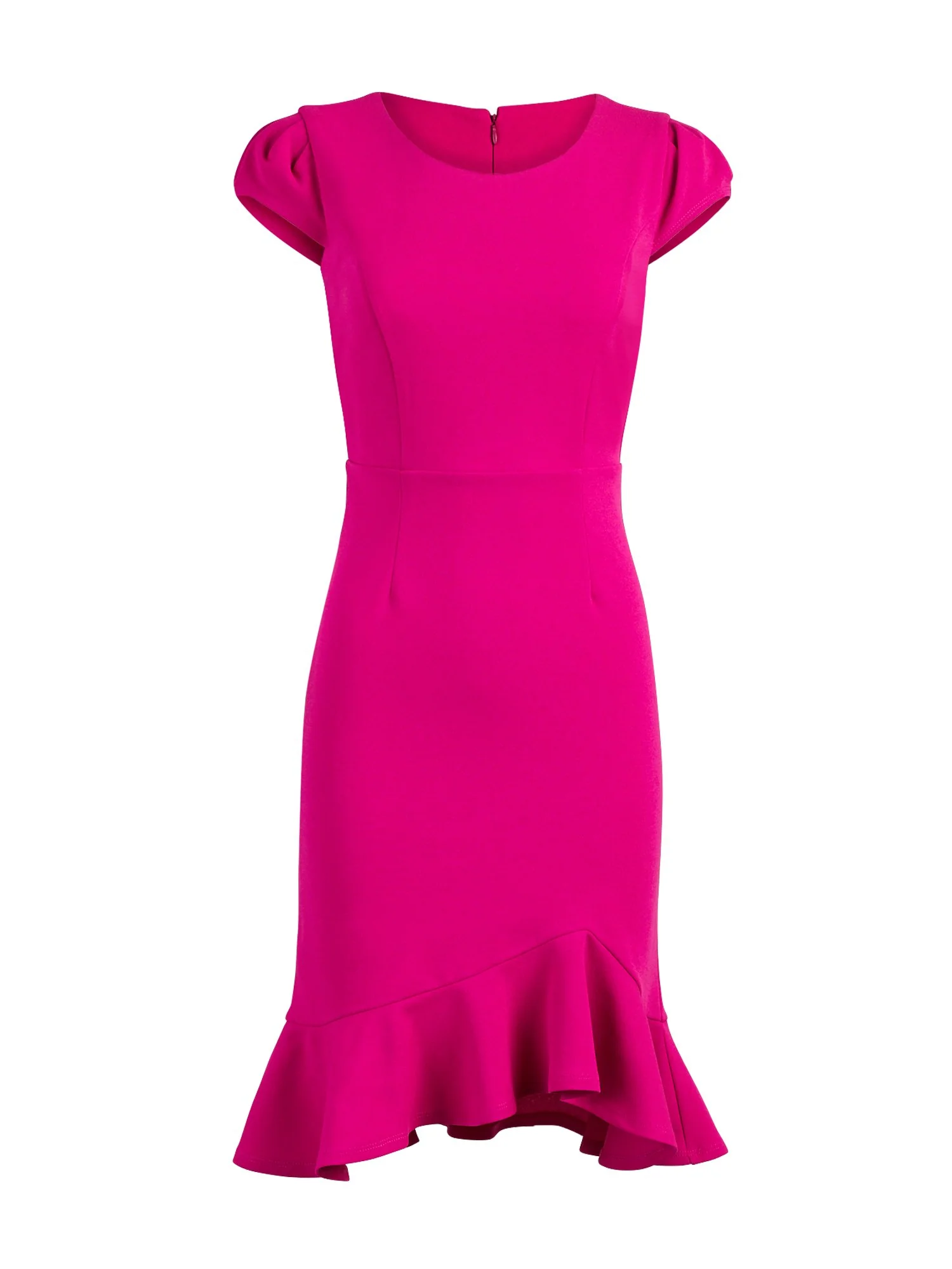 Puff-Sleeve Flounced Sheath Dress - Magic Crepe® - Image 2