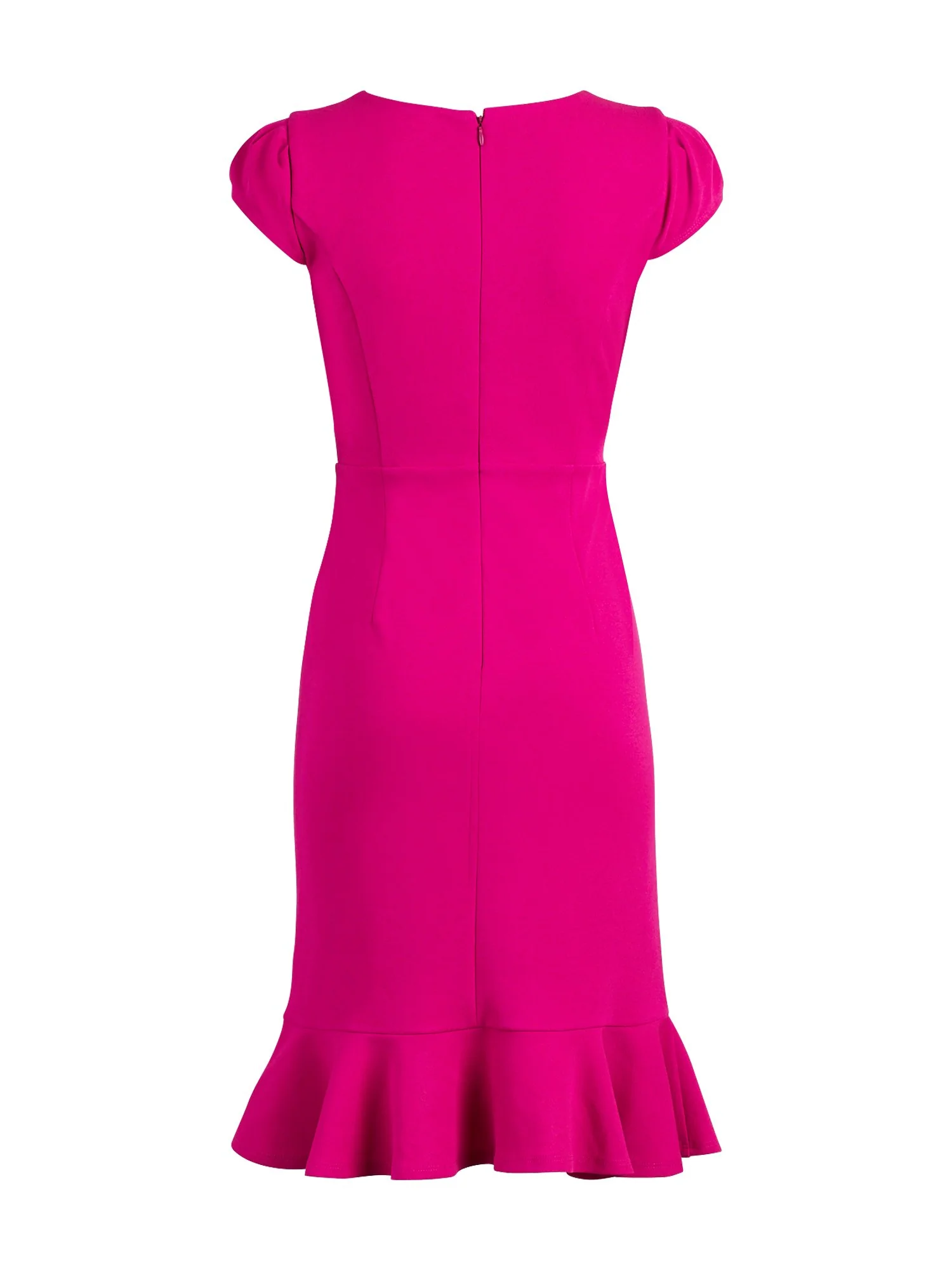 Puff-Sleeve Flounced Sheath Dress - Magic Crepe® - Image 3