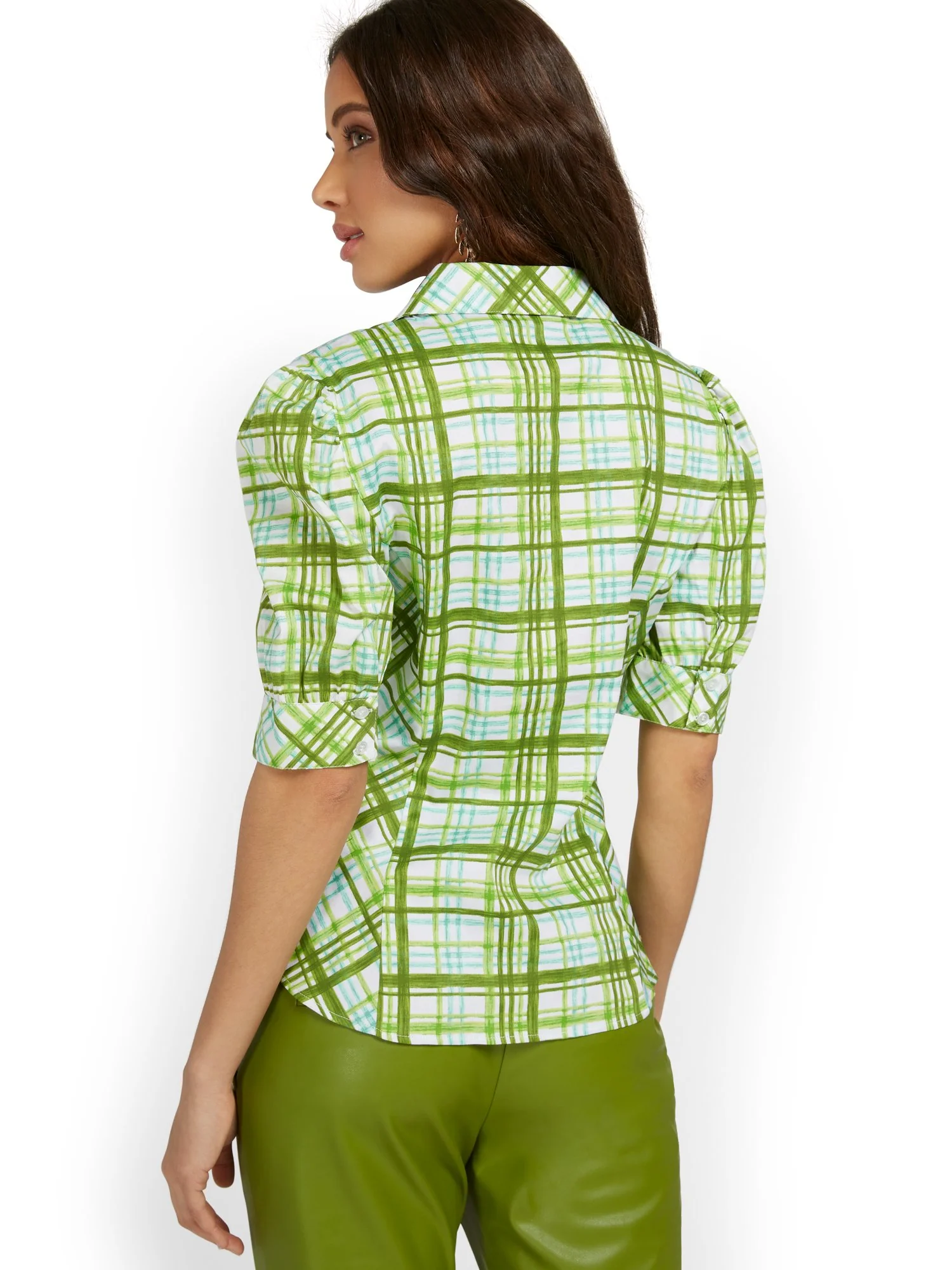 Puff-Sleeve Madison Shirt - Plaid - 7th Avenue - Image 6