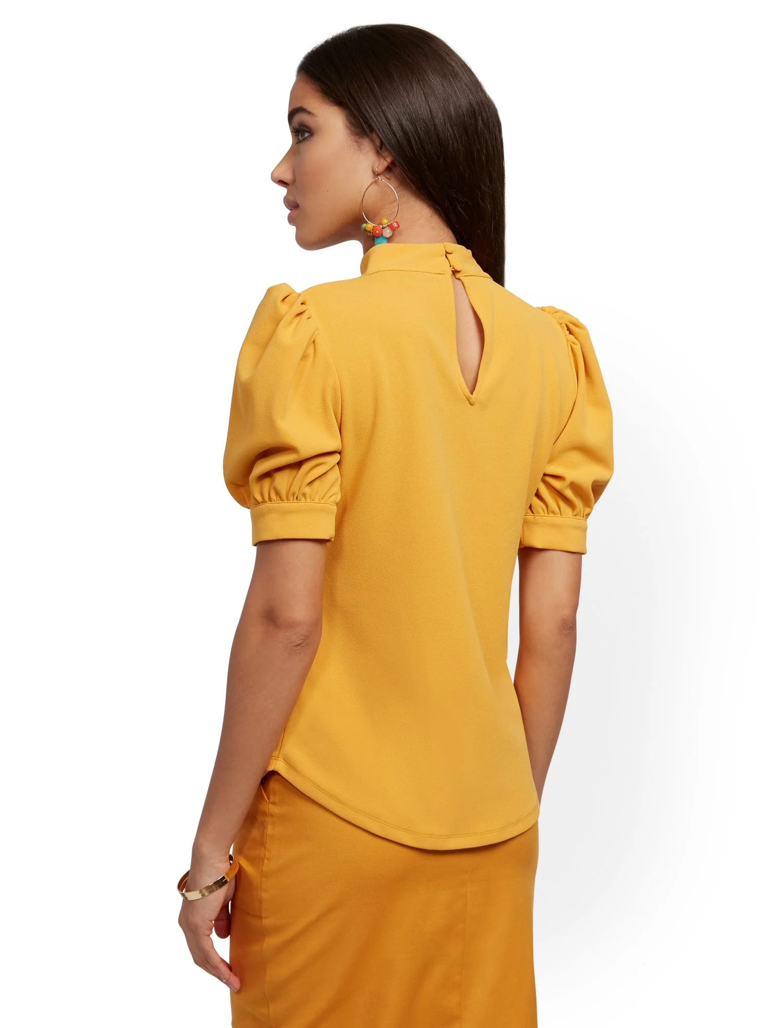 Puff-Sleeve Mock-Neck Top - 7th Avenue - Image 3