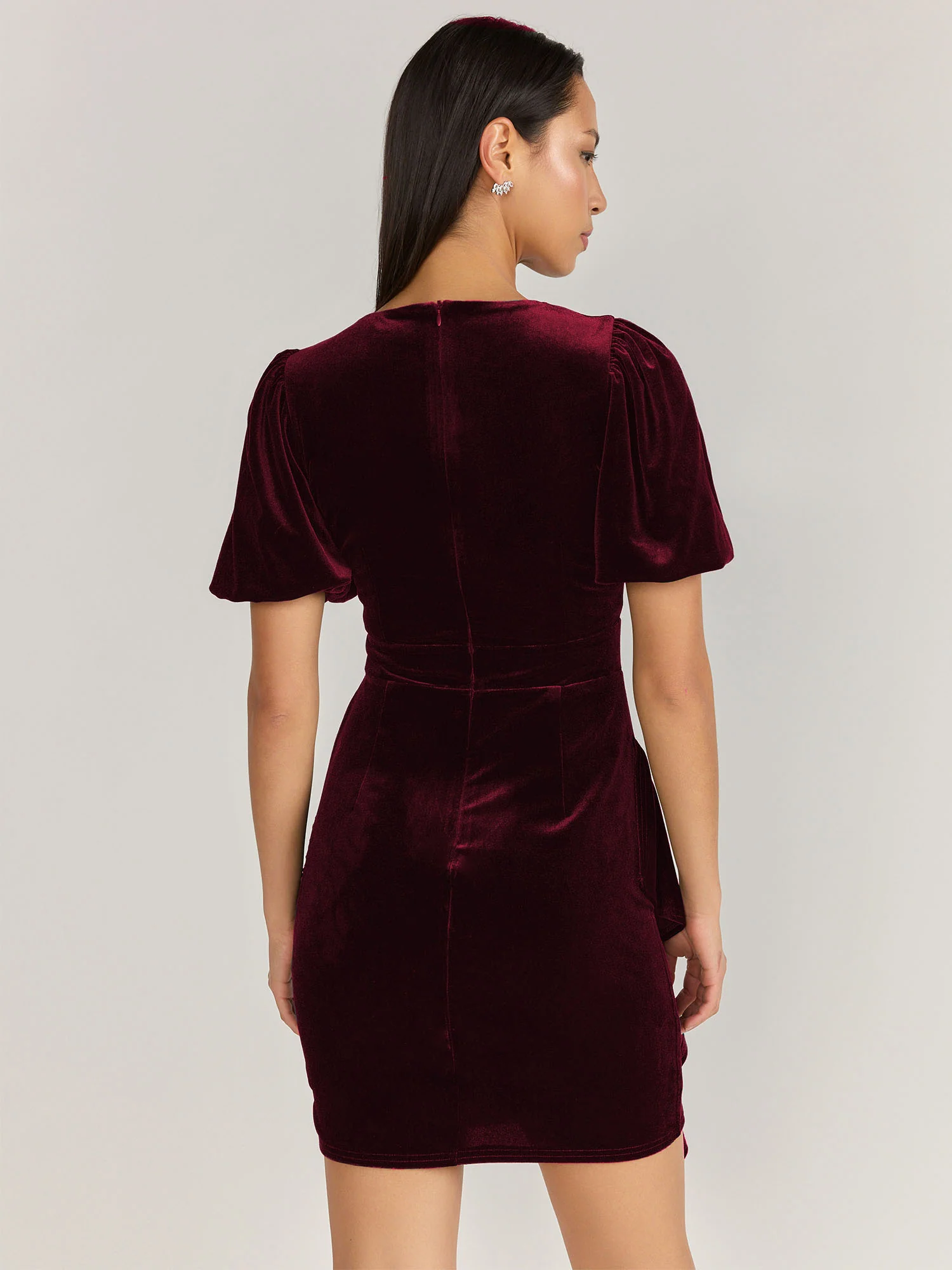 Lena Puff Sleeve Velvet Ruched Dress - Brands We Love - Image 3