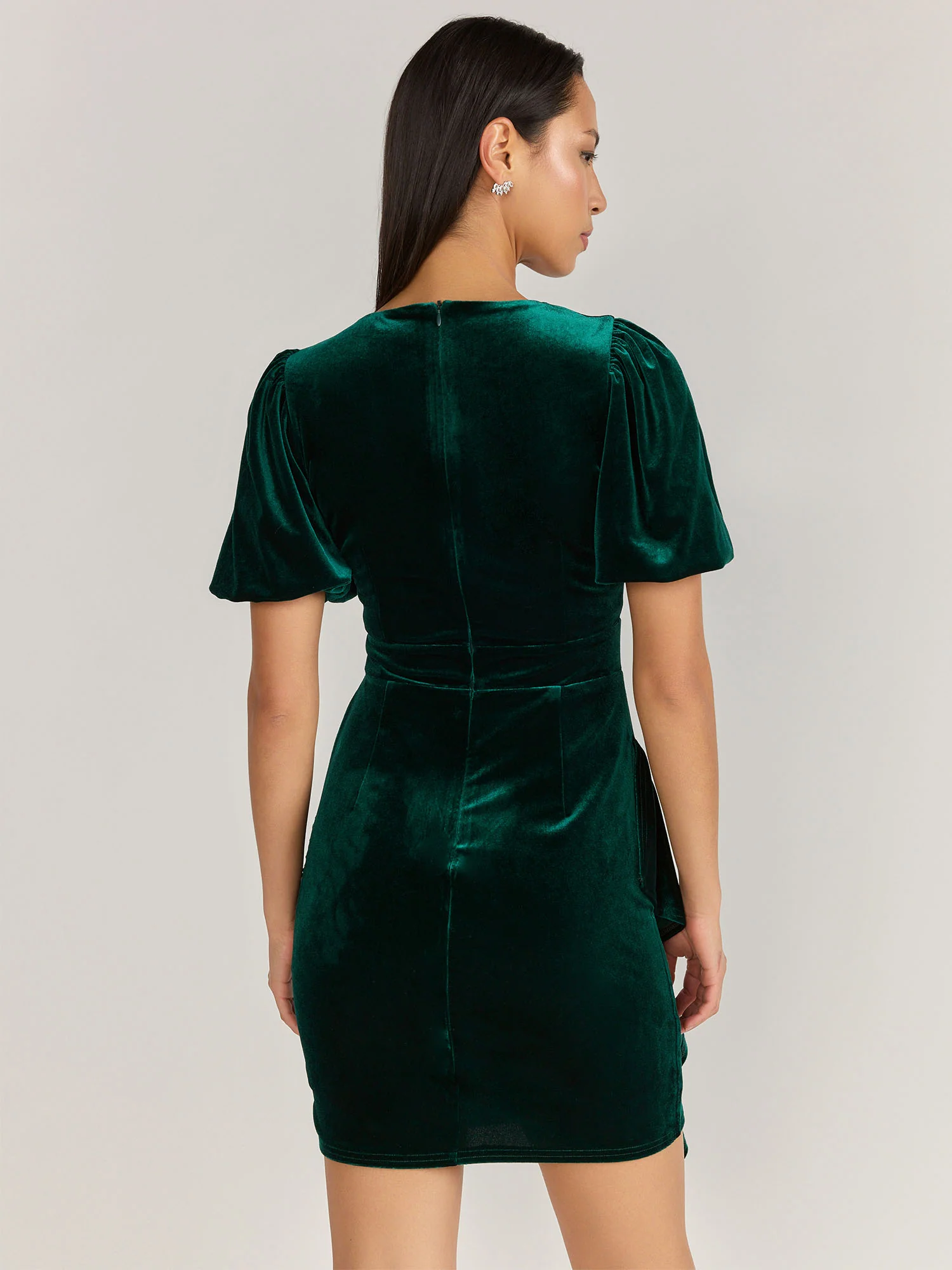 Lena Puff Sleeve Velvet Ruched Dress - Brands We Love - Image 7