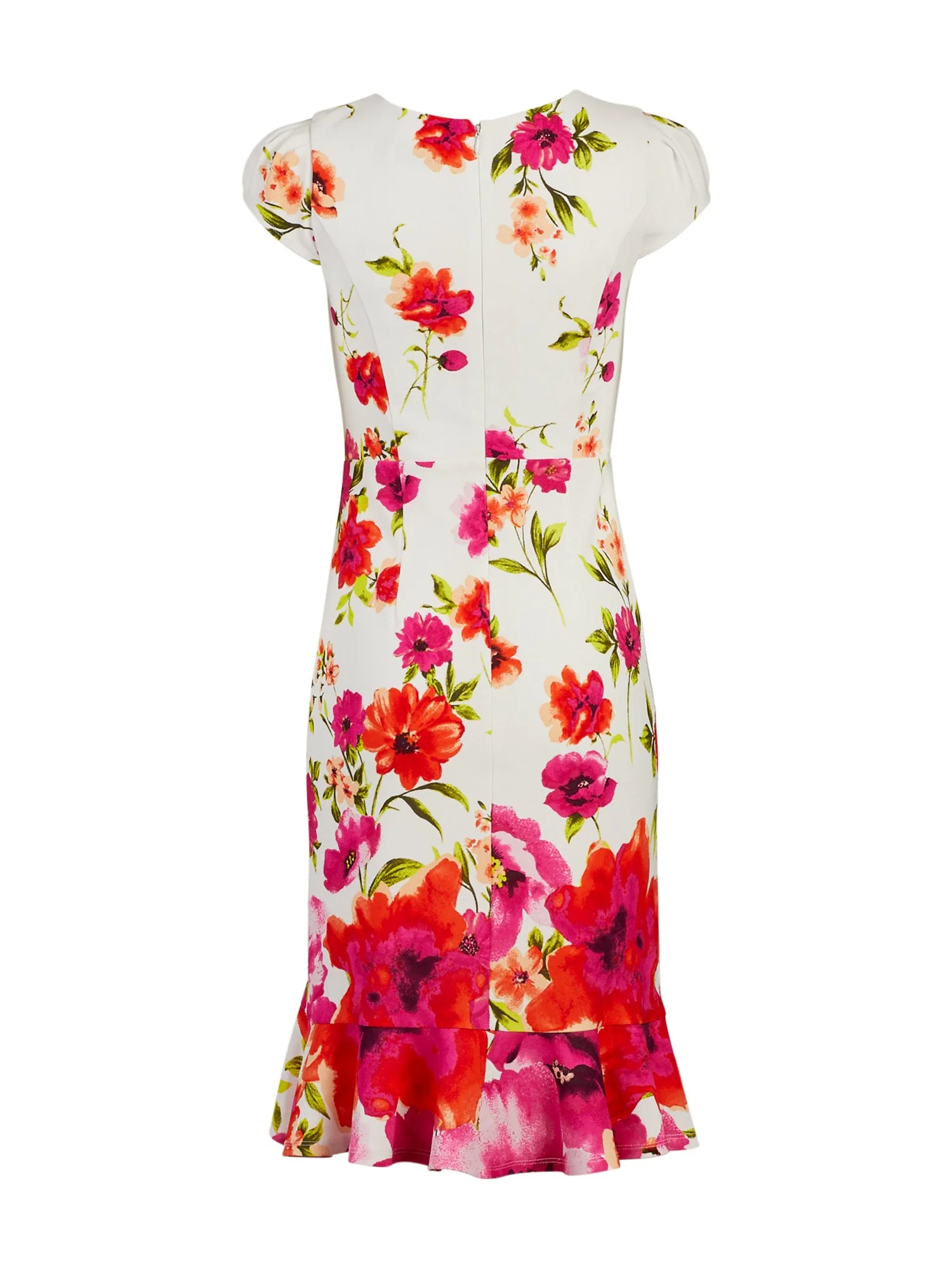 Puff-Sleeve Ruffled Sheath Dress - Magic Crepe® - Image 3