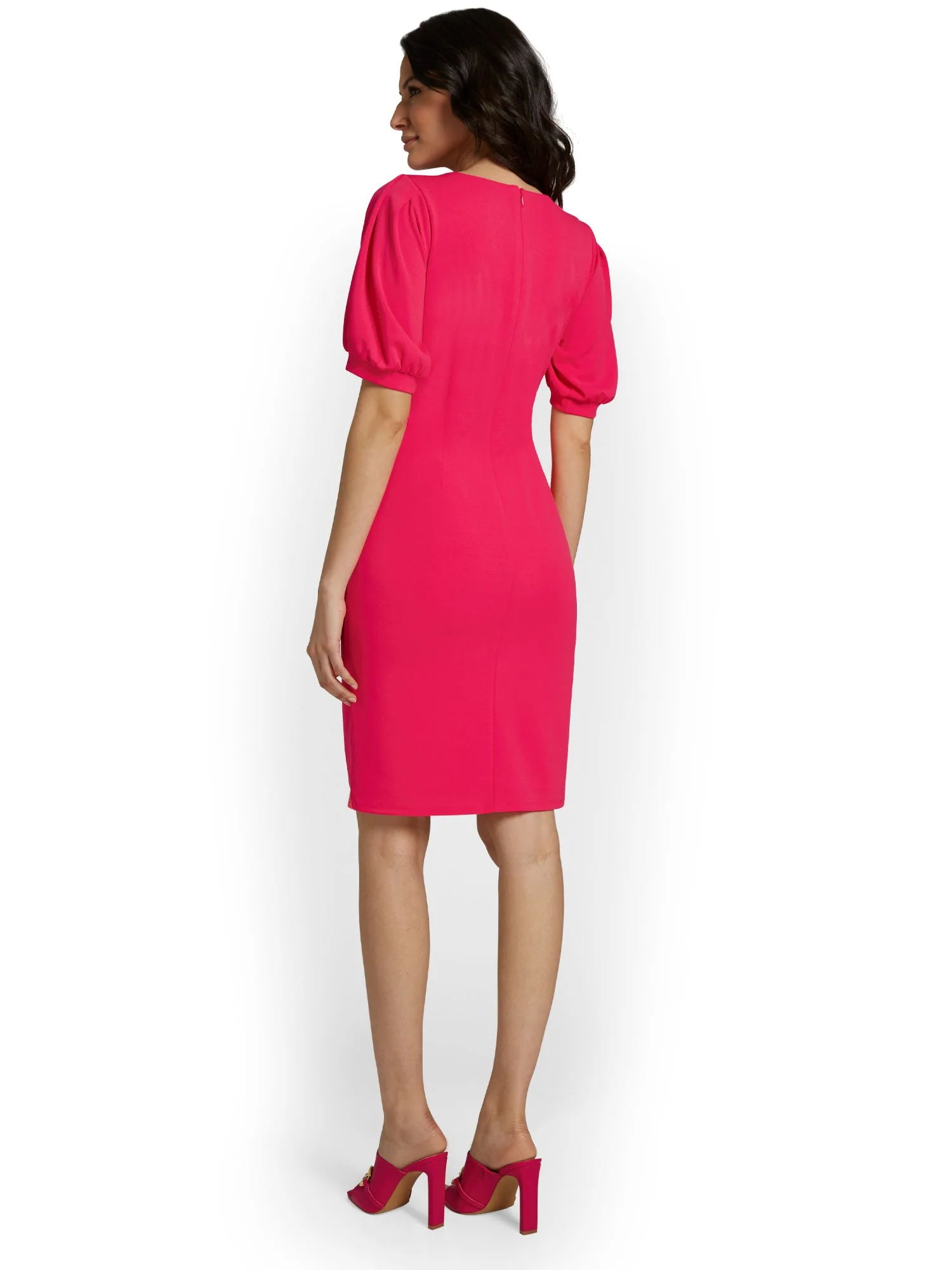 Puff-Sleeve Sheath Dress - Magic Crepe® - Image 6
