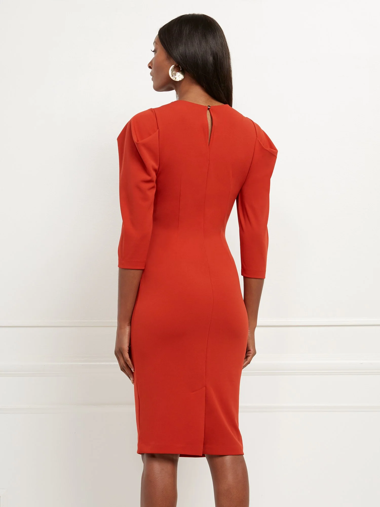 Puff-Sleeve Sheath Dress - Magic Crepe® - Image 3