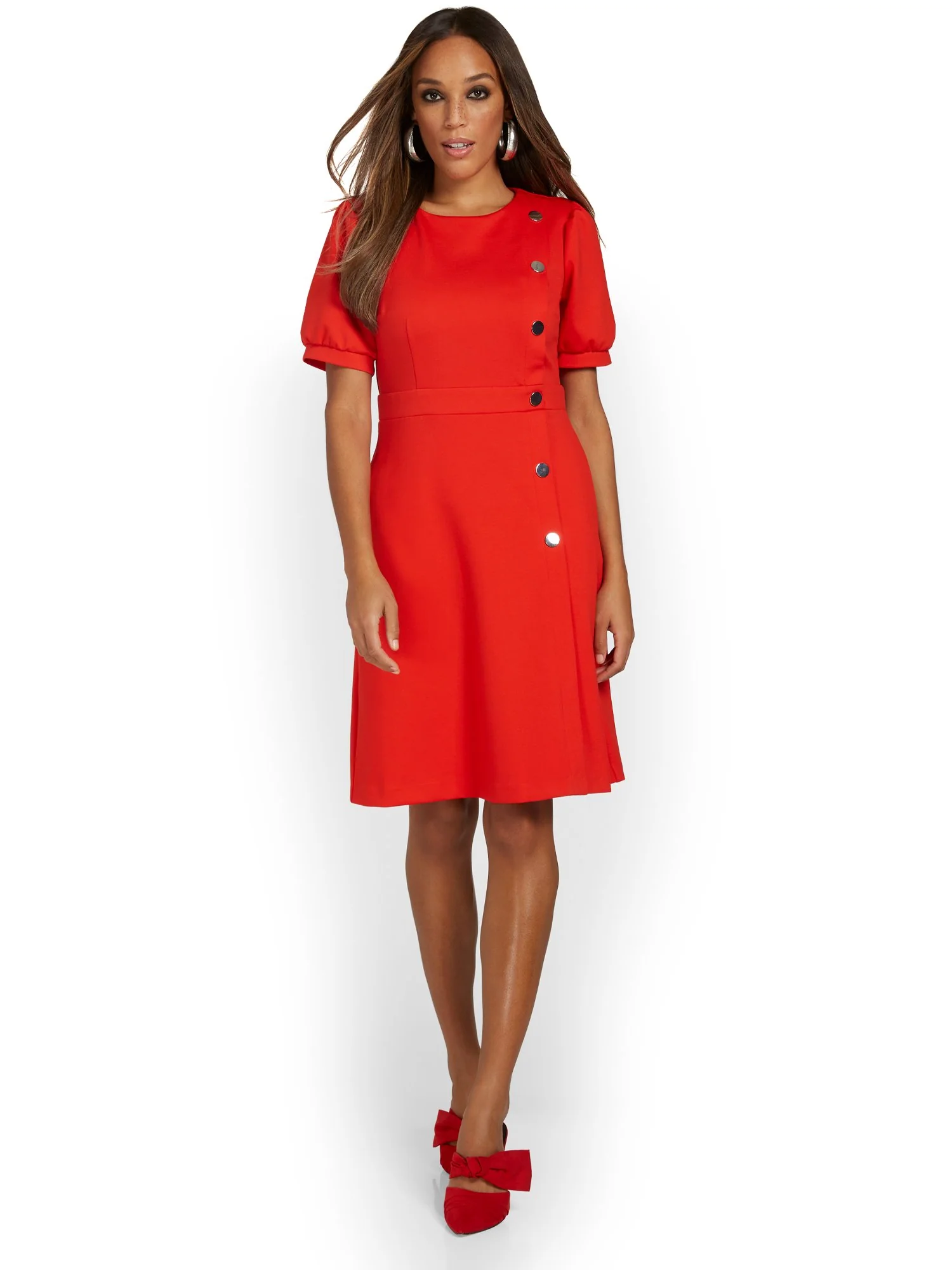 Puff-Sleeve Sheath Dress - Superflex - Image 8