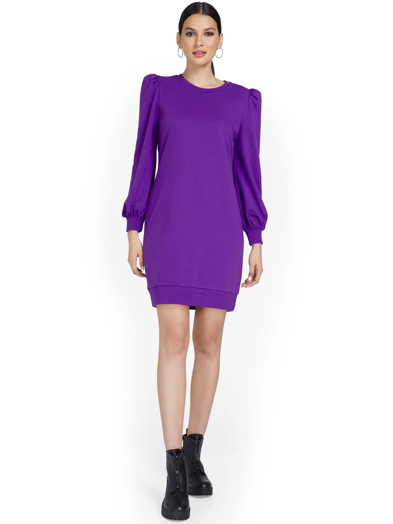 Puff-Sleeve Sweatshirt Dress - Image 6
