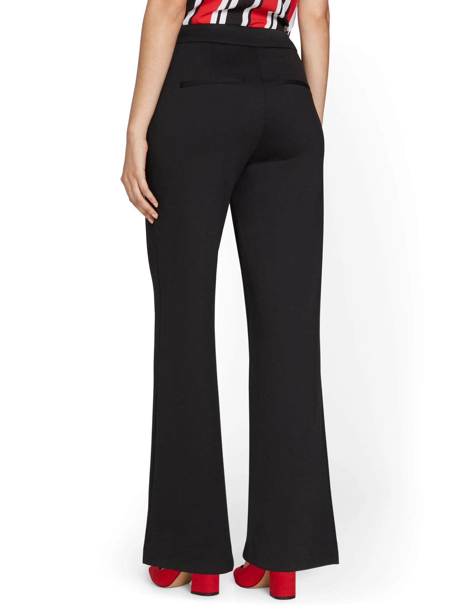 Pull-On Button-Detail Wide-Leg Ponte Pant - Superflex - Image 3