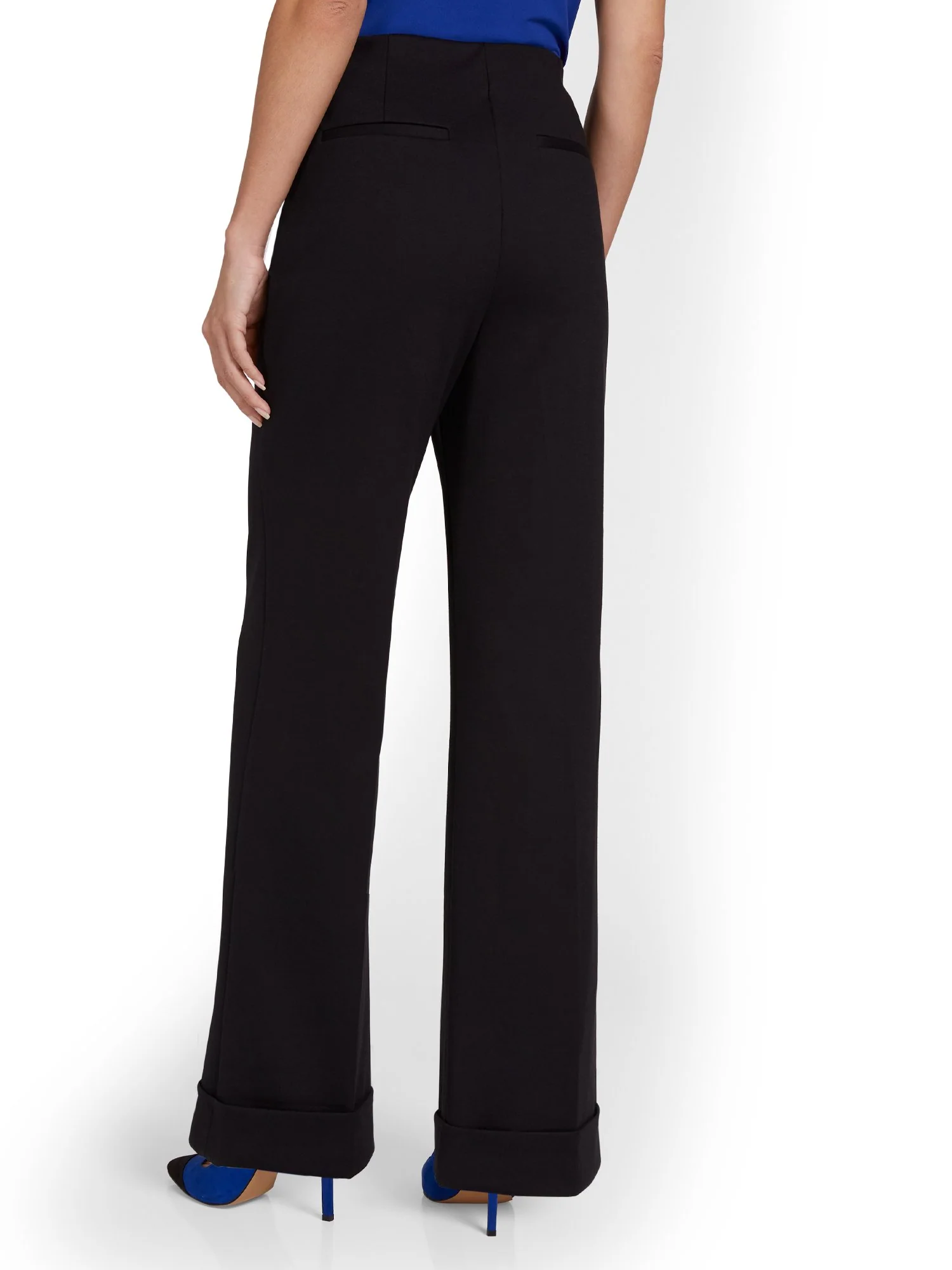 Pull-On Button-Front Wide-Leg Ponte Pant - Superflex - Image 3