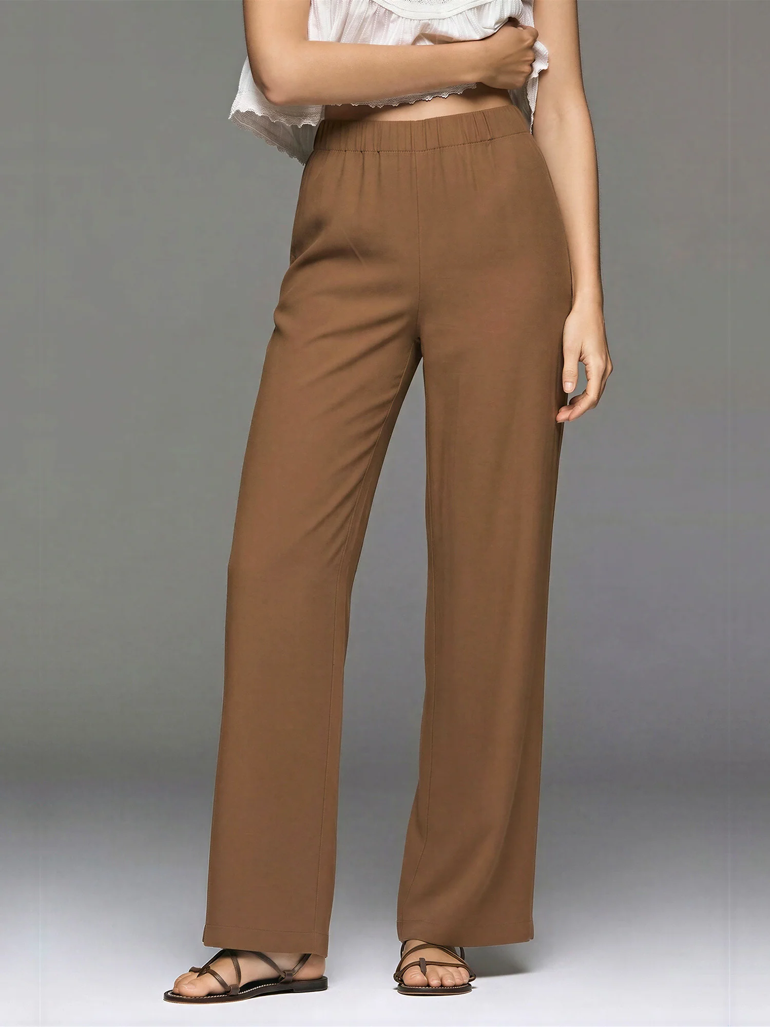 Pull On Crinkle Flowy Pants - Image 6